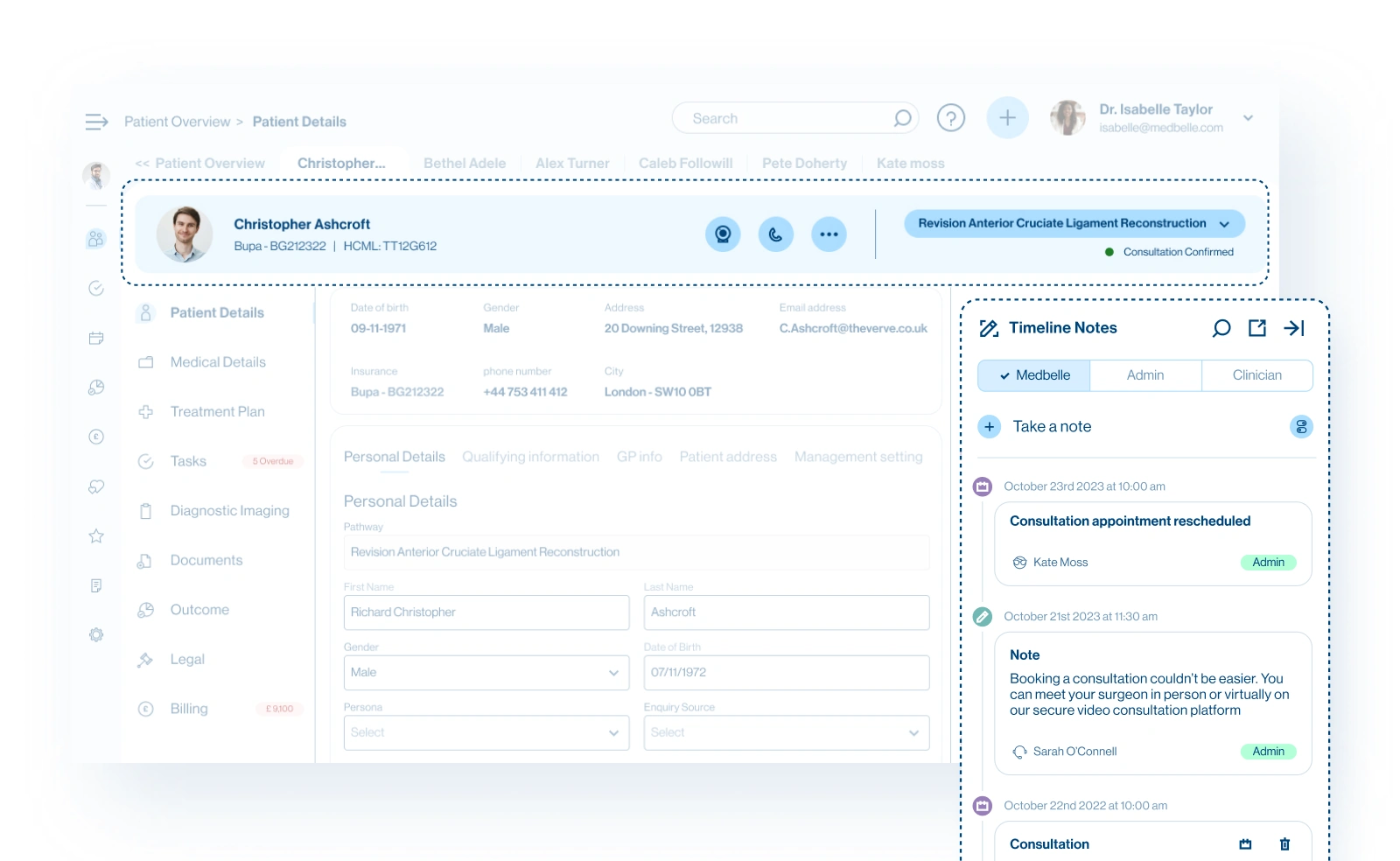 Patient-Centric Dashboard with Persistent Elements
