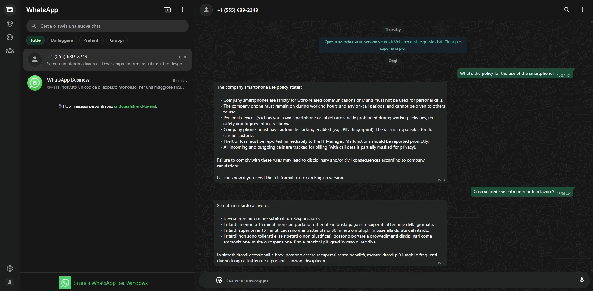 Chat with Assistant on Whatsapp in any language