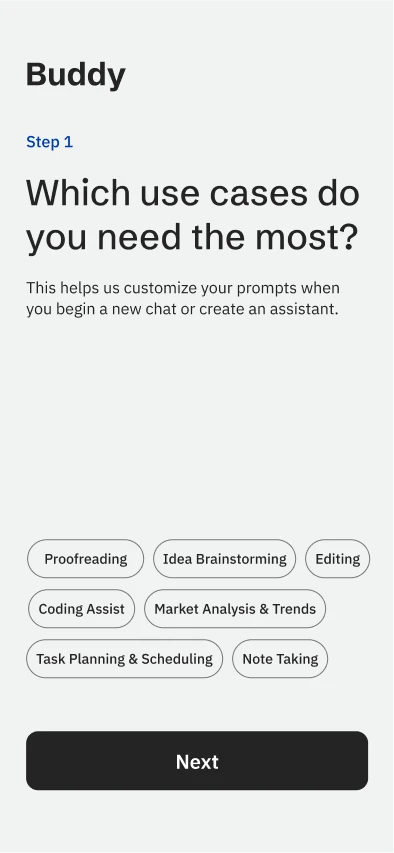 Use Case Selection Screen