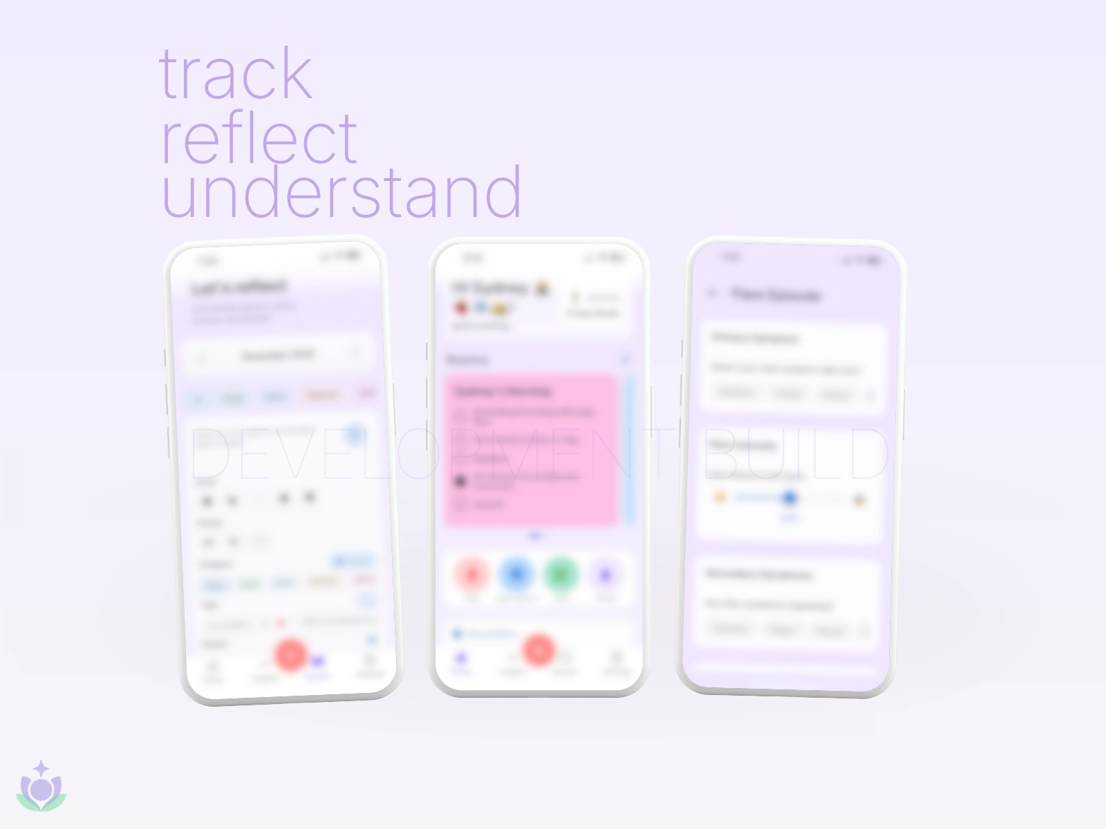 Core flows for daily tracking, personal rhythms, and symptom episodes. Designed to help users notice patterns between lifestyle inputs and nervous system responses.
