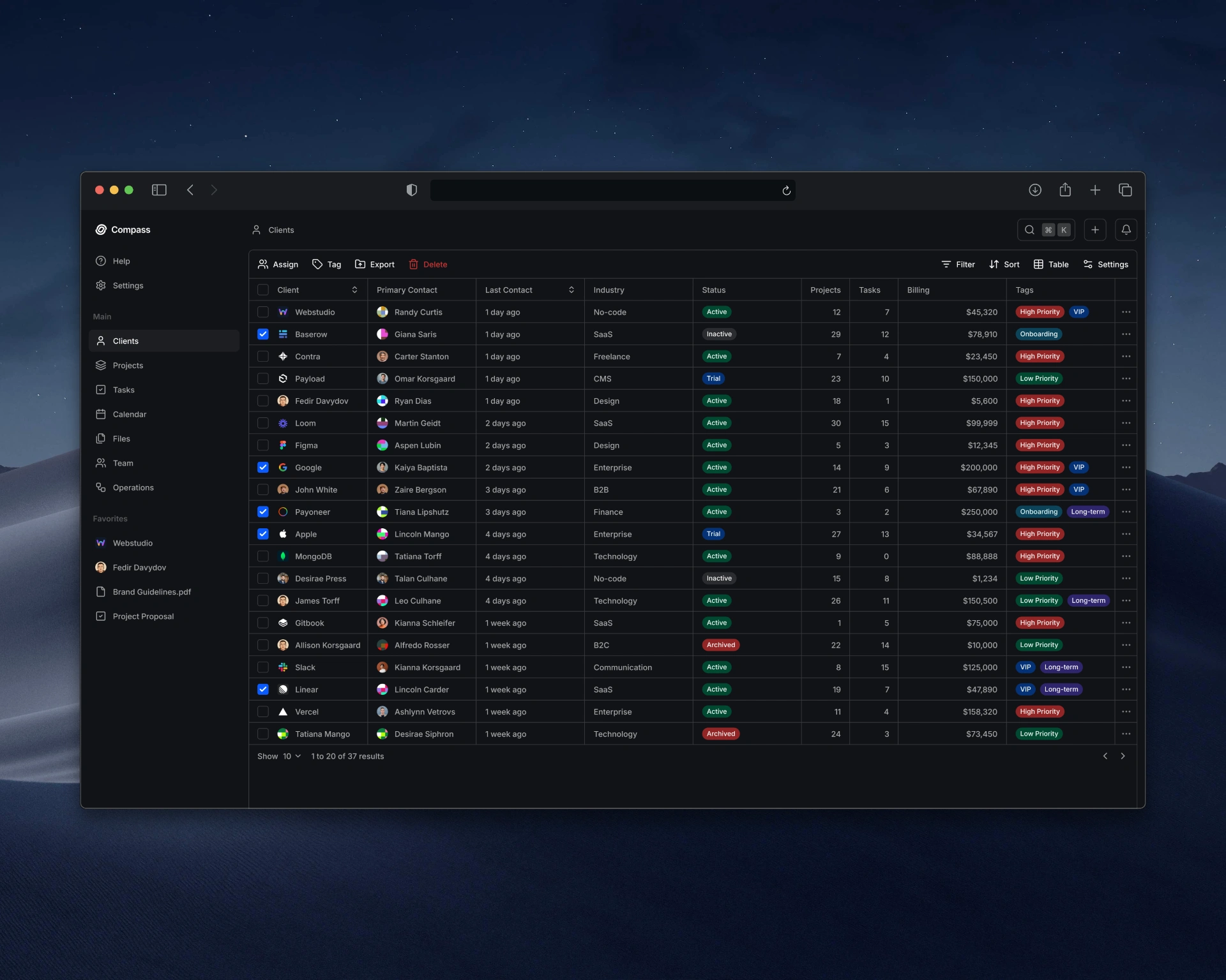 Clients Dark Mode