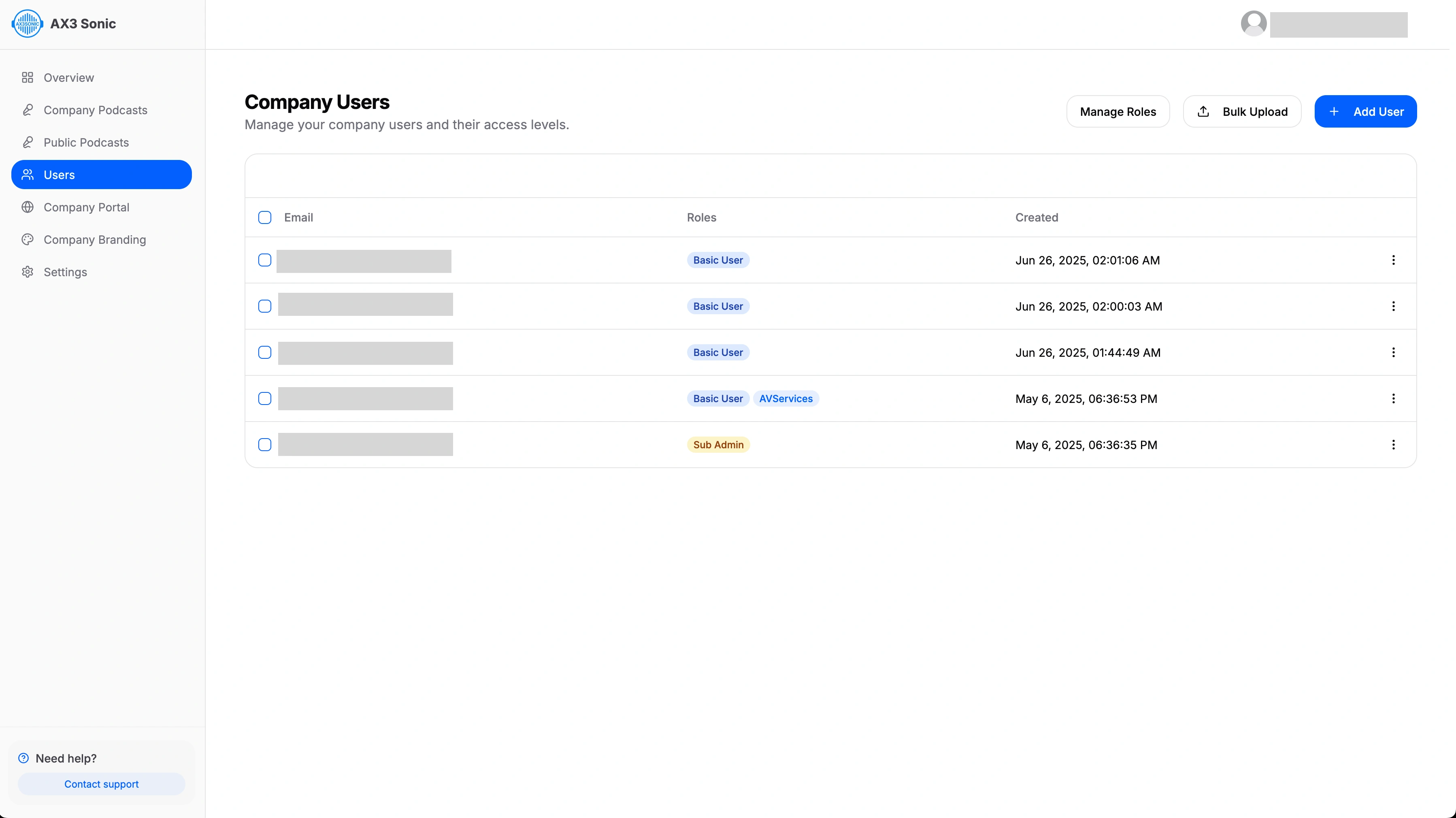 Company Users Overview