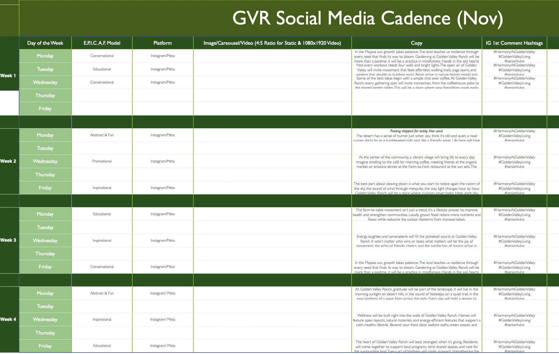 Nov Q4 Social Media Cadence
