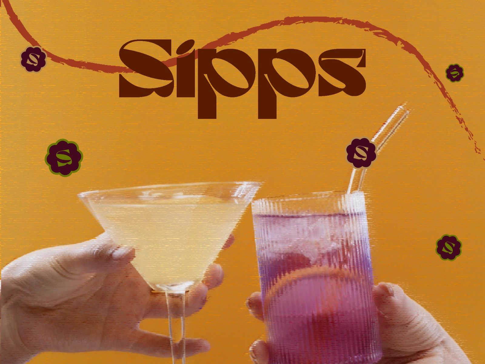 A vibrant and energetic visual designed to highlight the bold, fun and outspoken nature of this low-calorie soda brand. The scene captures a celebratory moment — a toast mid-motion — emphasizing the spontaneity and joy of shared experiences. Bold and intense colors dominate the composition, instantly drawing the eye and evoking excitement. The highly stylized logo and submarks act as the life of the party, standing out like signature accessories at a loud, unforgettable gathering. A playful soda spill stretches across the logo, subtly referencing the kind of happy mess that happens when glasses clink with enthusiasm and joy.