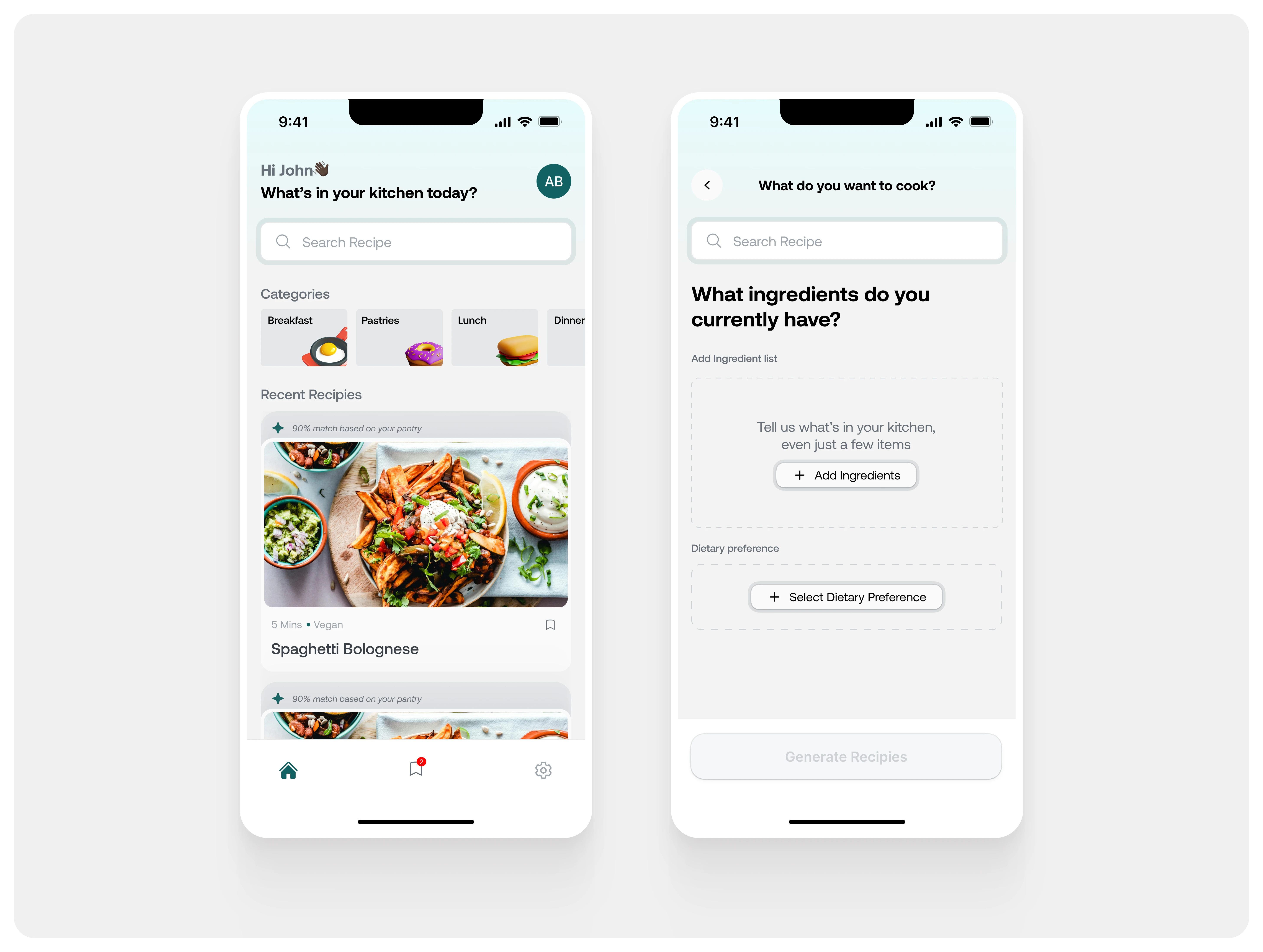 Home and request page