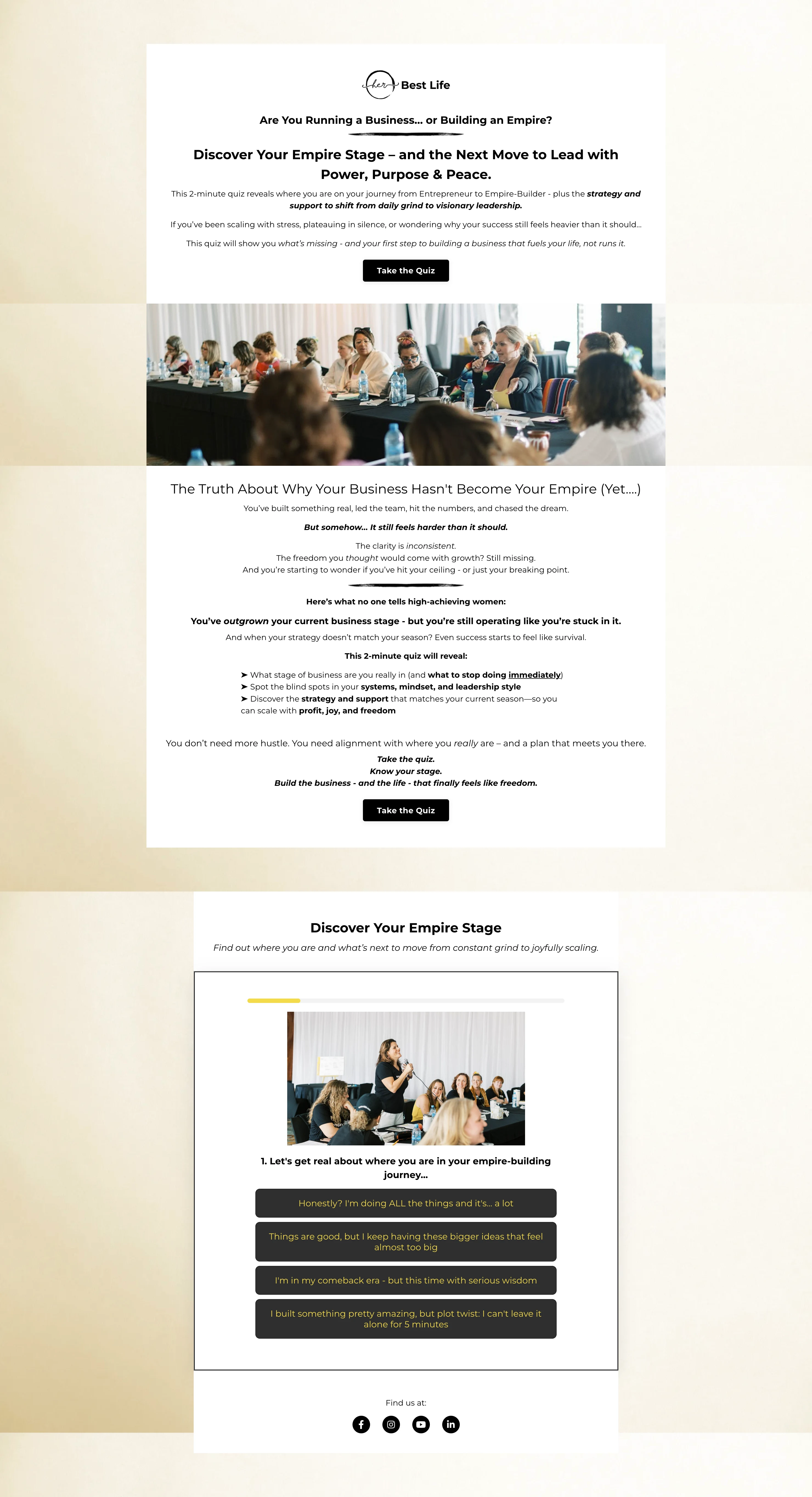 Full Quiz Page built in Kajabi