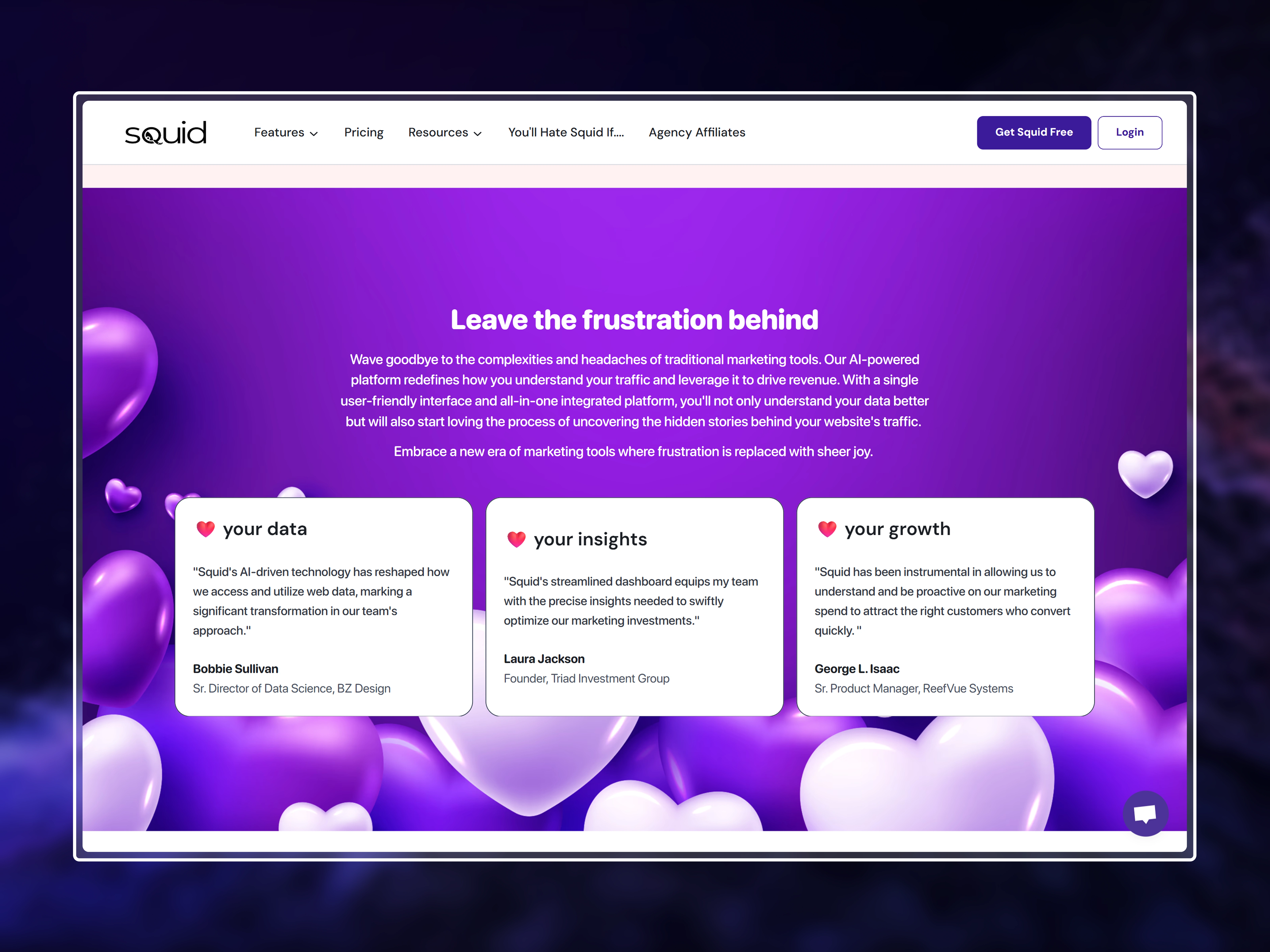Testimonial Section - You'll Hate Squid If... Page
