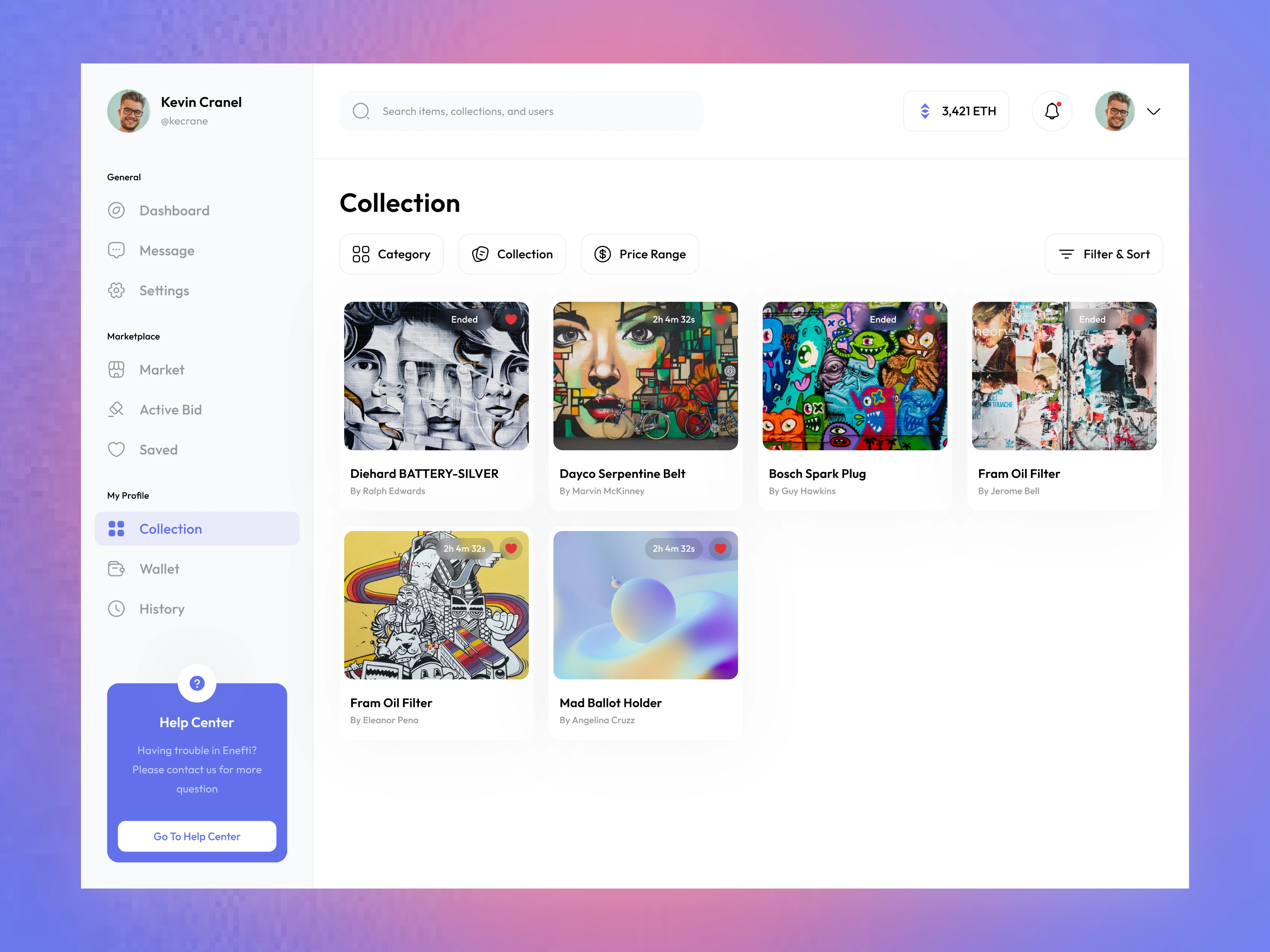 Curated view of themed NFT collections