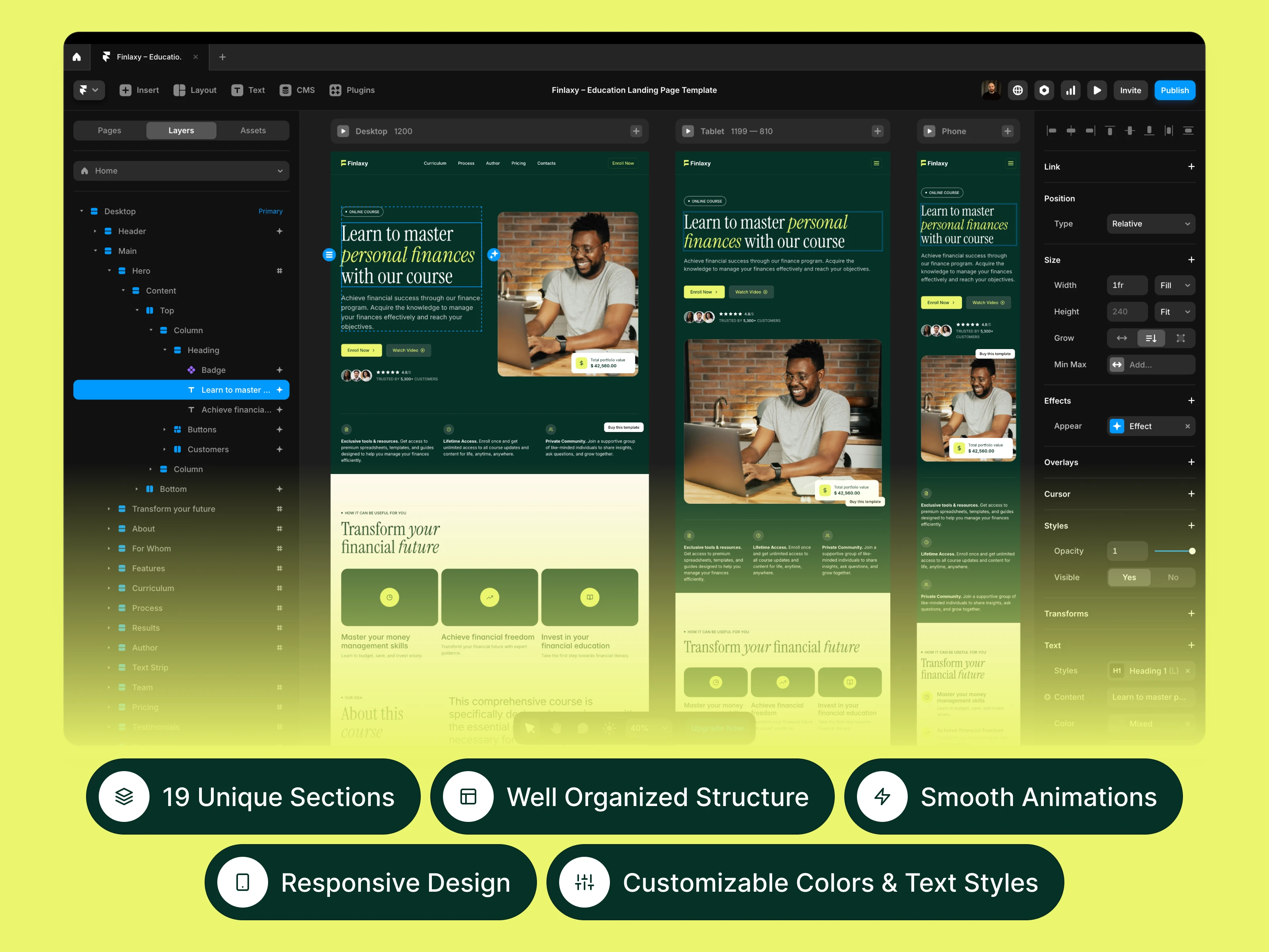 Finlaxy — Education Landing Page Template Preview
