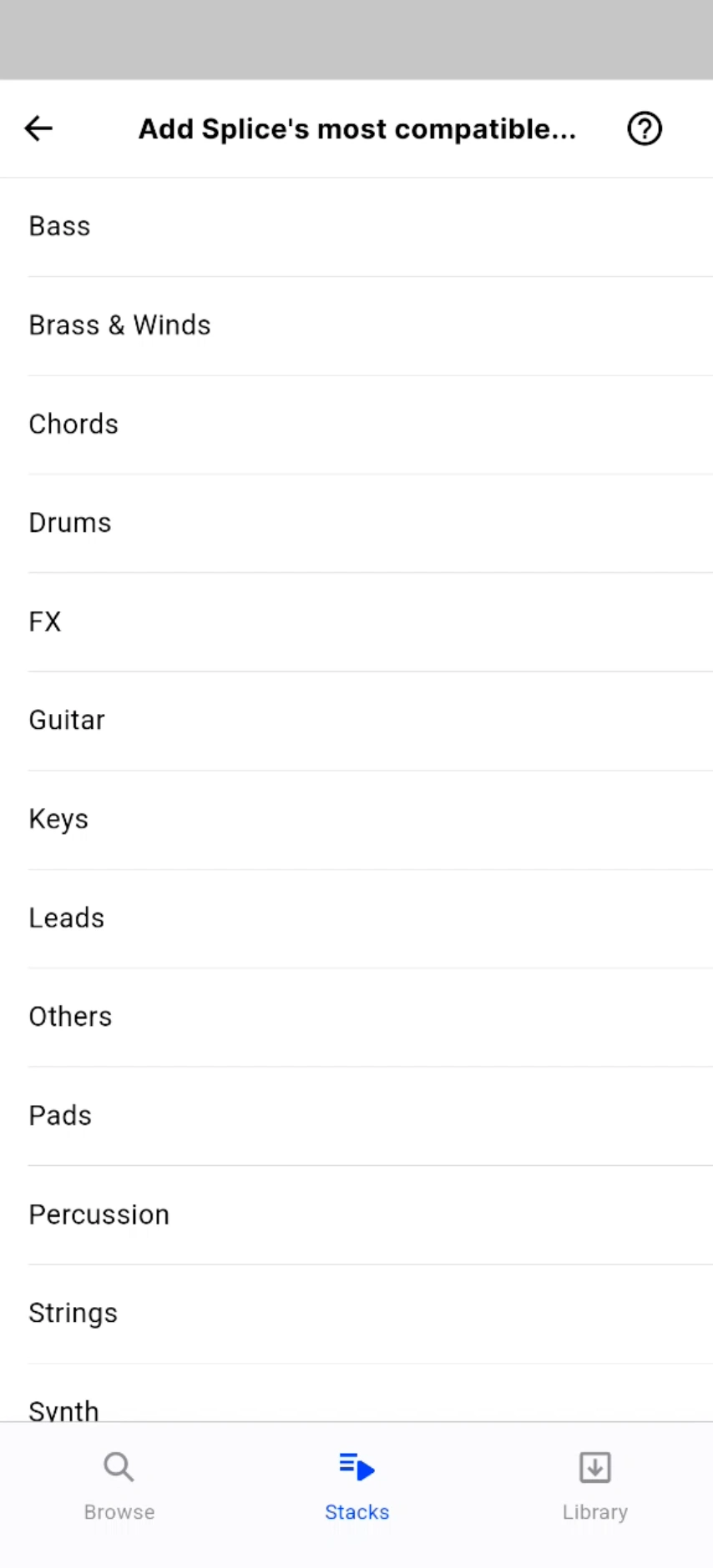 Splice Mobile Categories