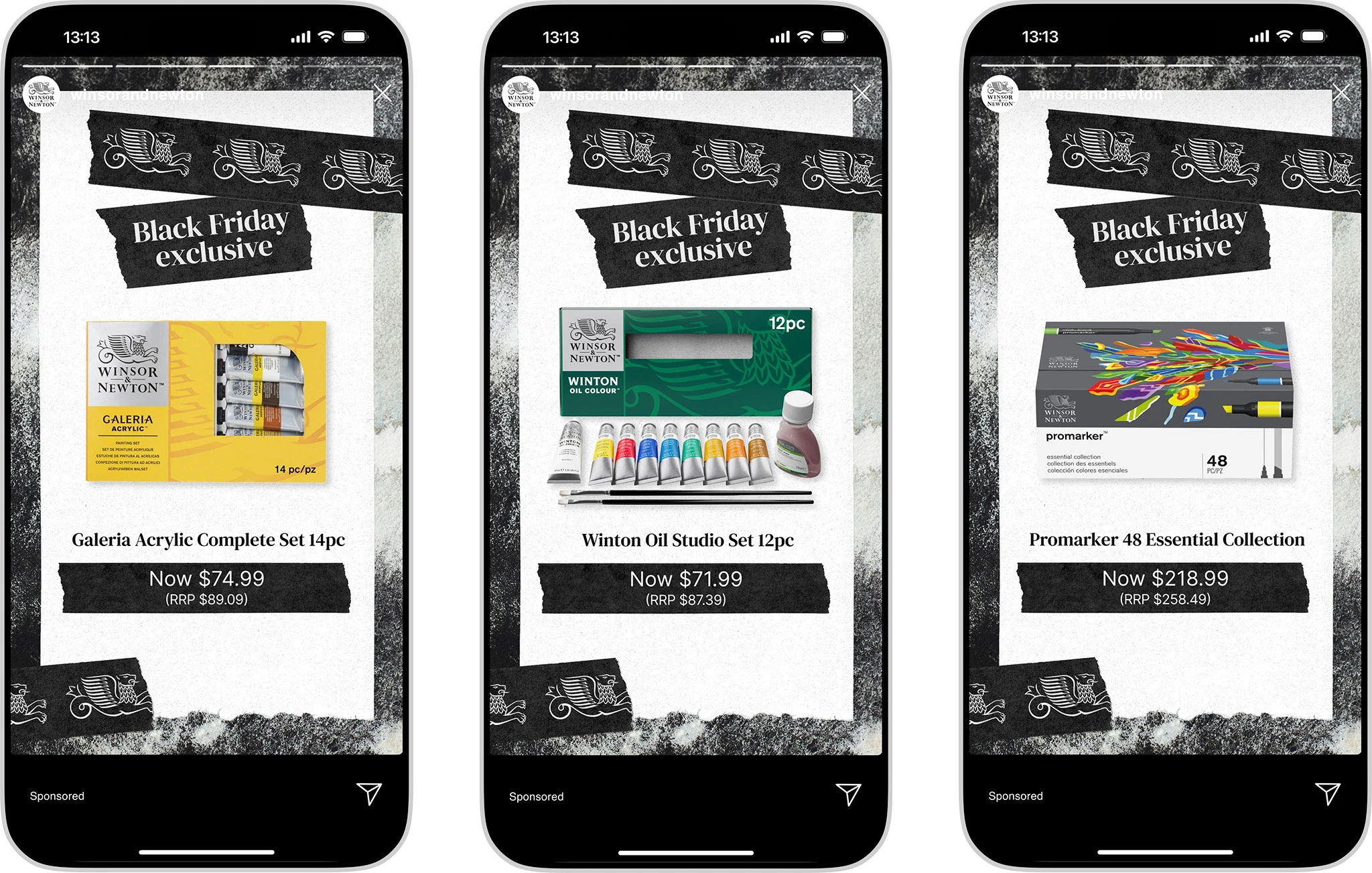 Static product ads, that were also created in GBP and EUR variations for different markets