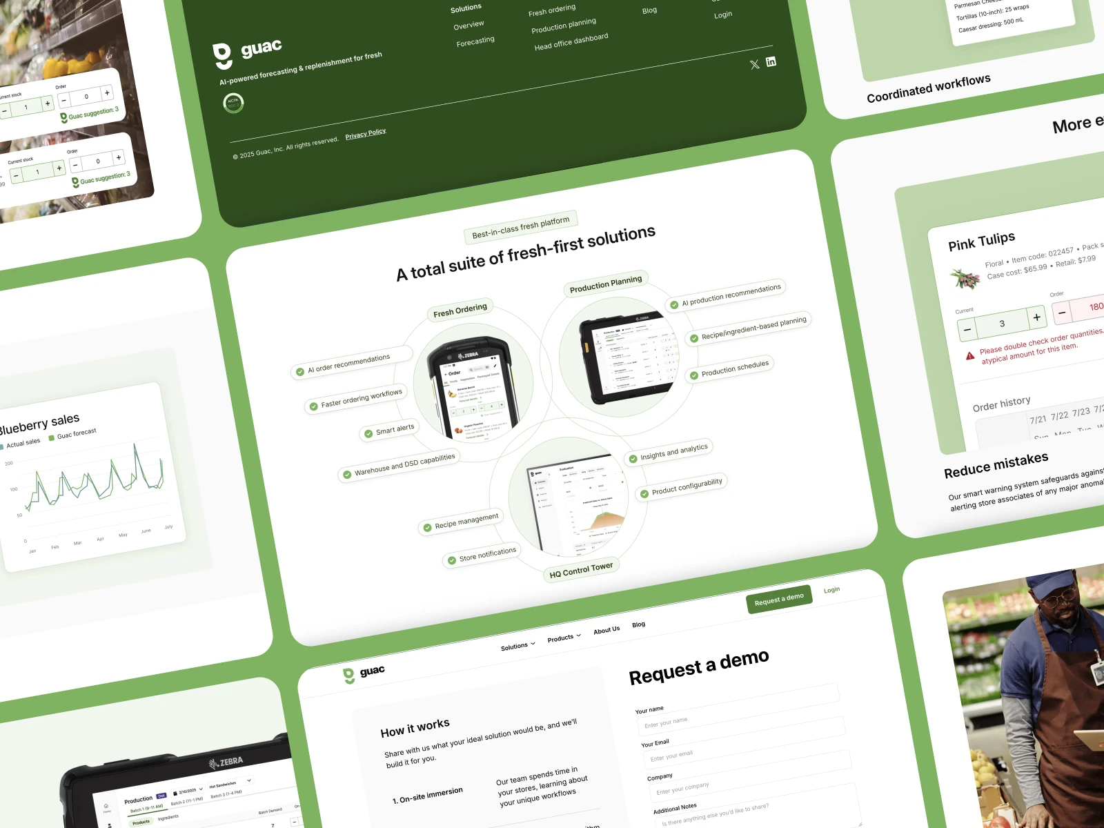 Pages and sections of the website