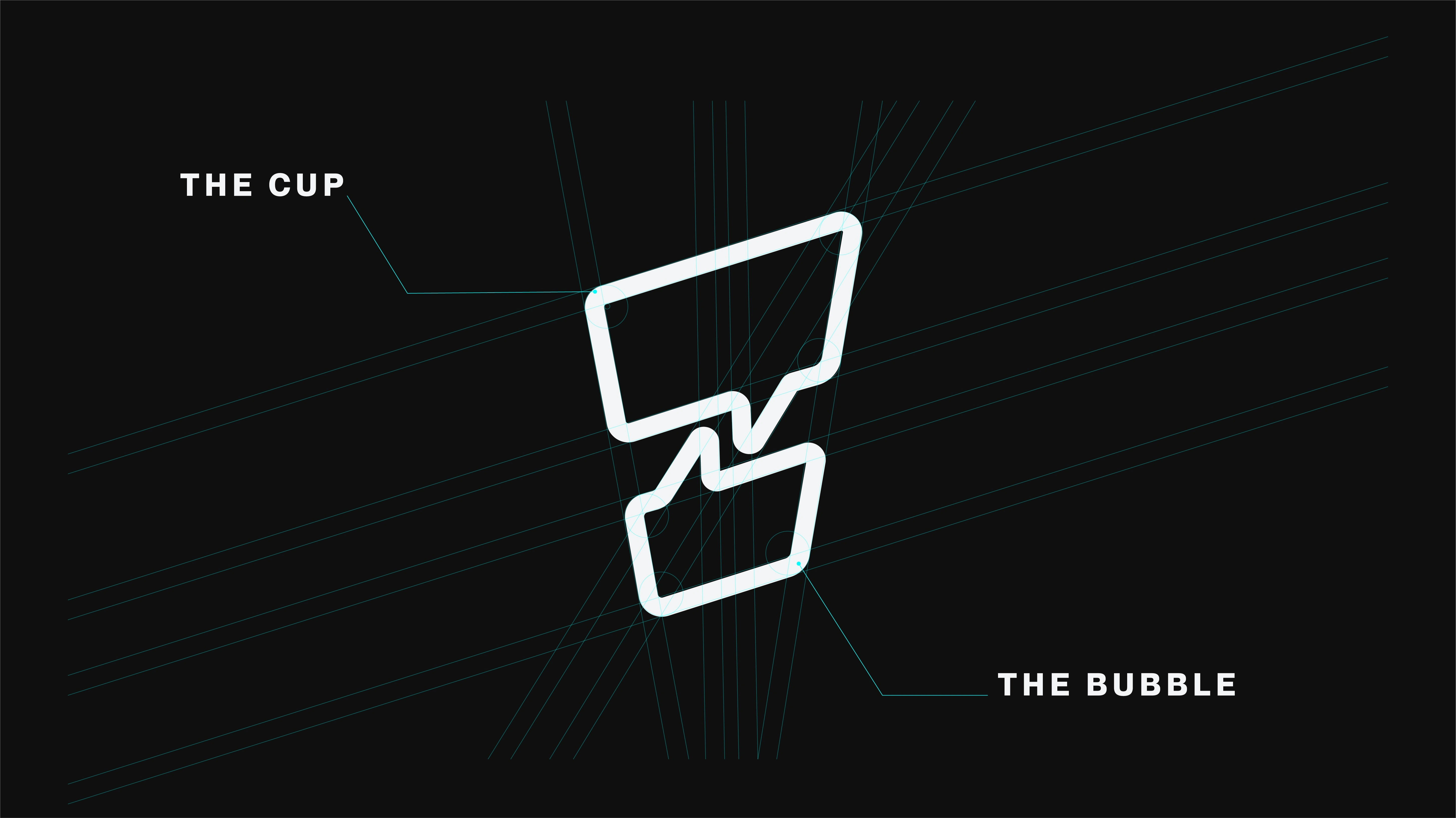 Logo made of the red cup party and talking bubbles - symbolize sipping coffee, sharing and connecting 