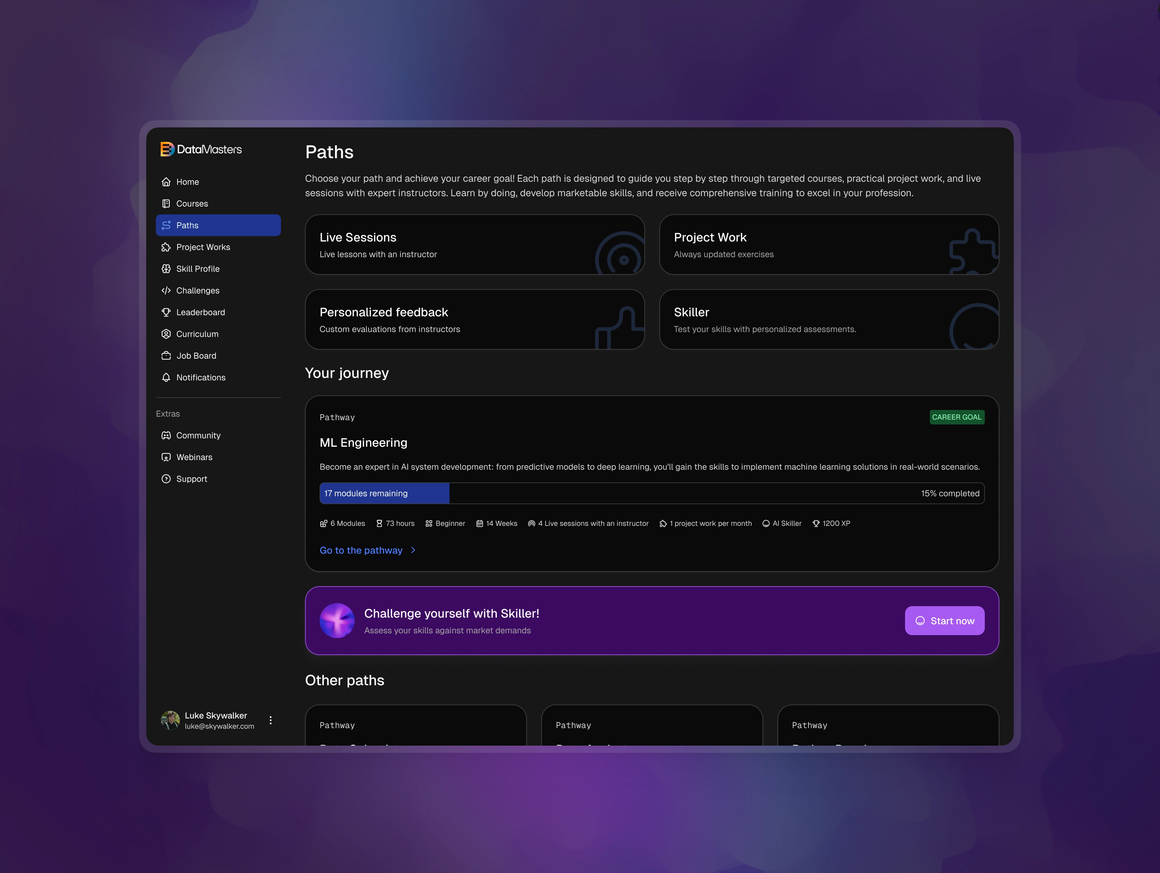 Career paths — dark mode