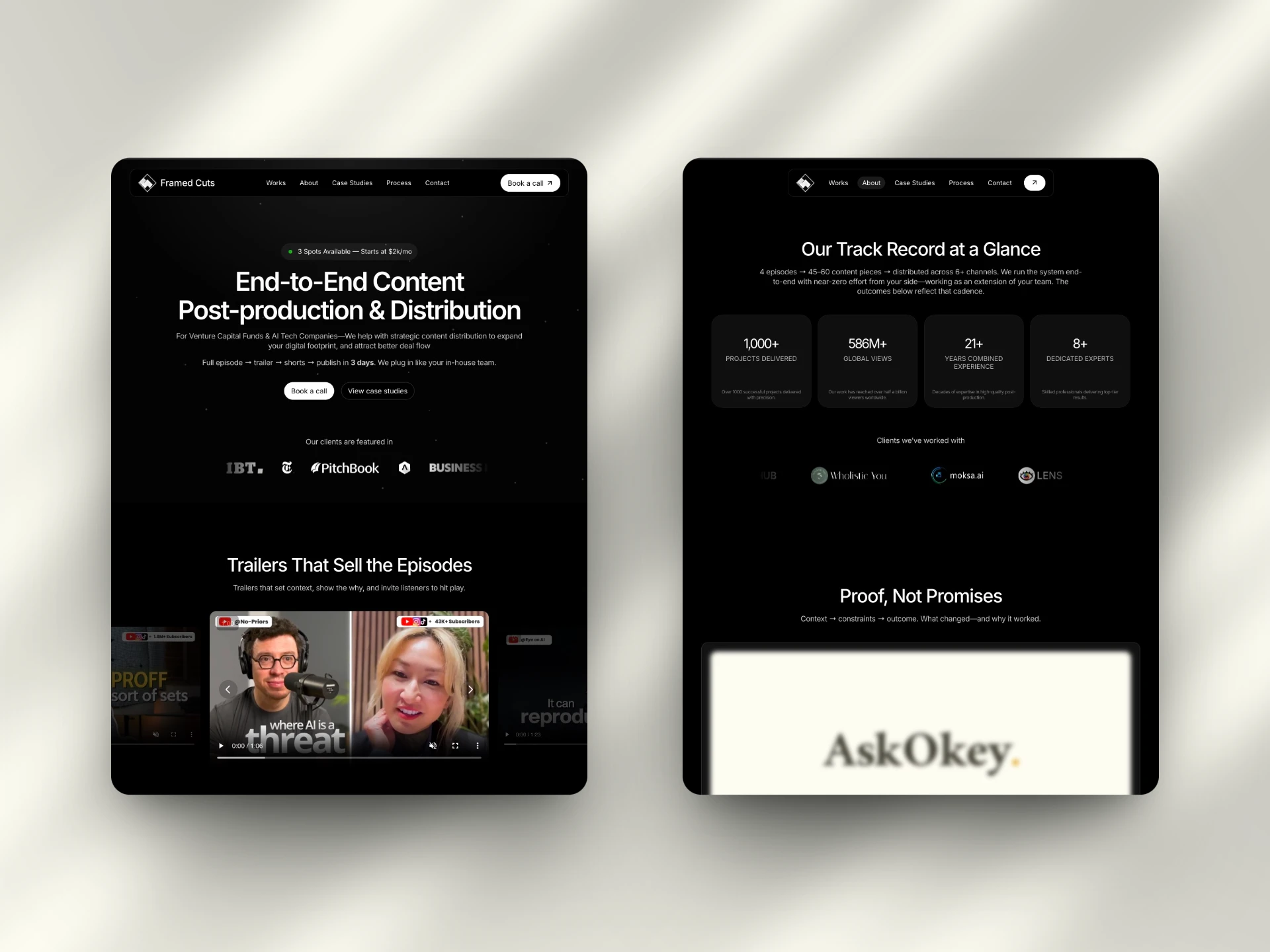 Key screens showcasing a clear content structure and impactful design.