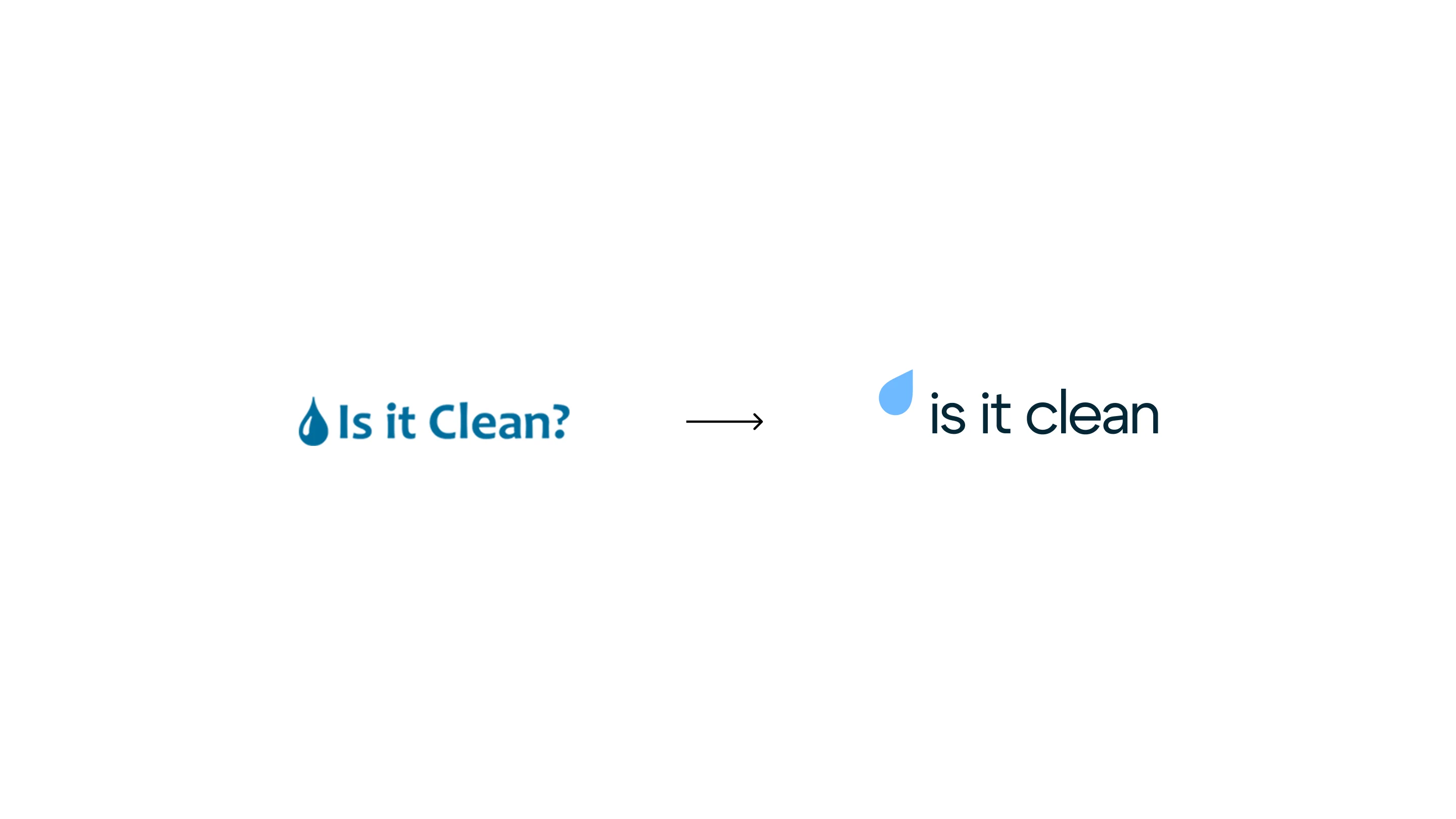 Is It Clean logo. Before and after: the redesigned logo is more minimal, clean, and modern.