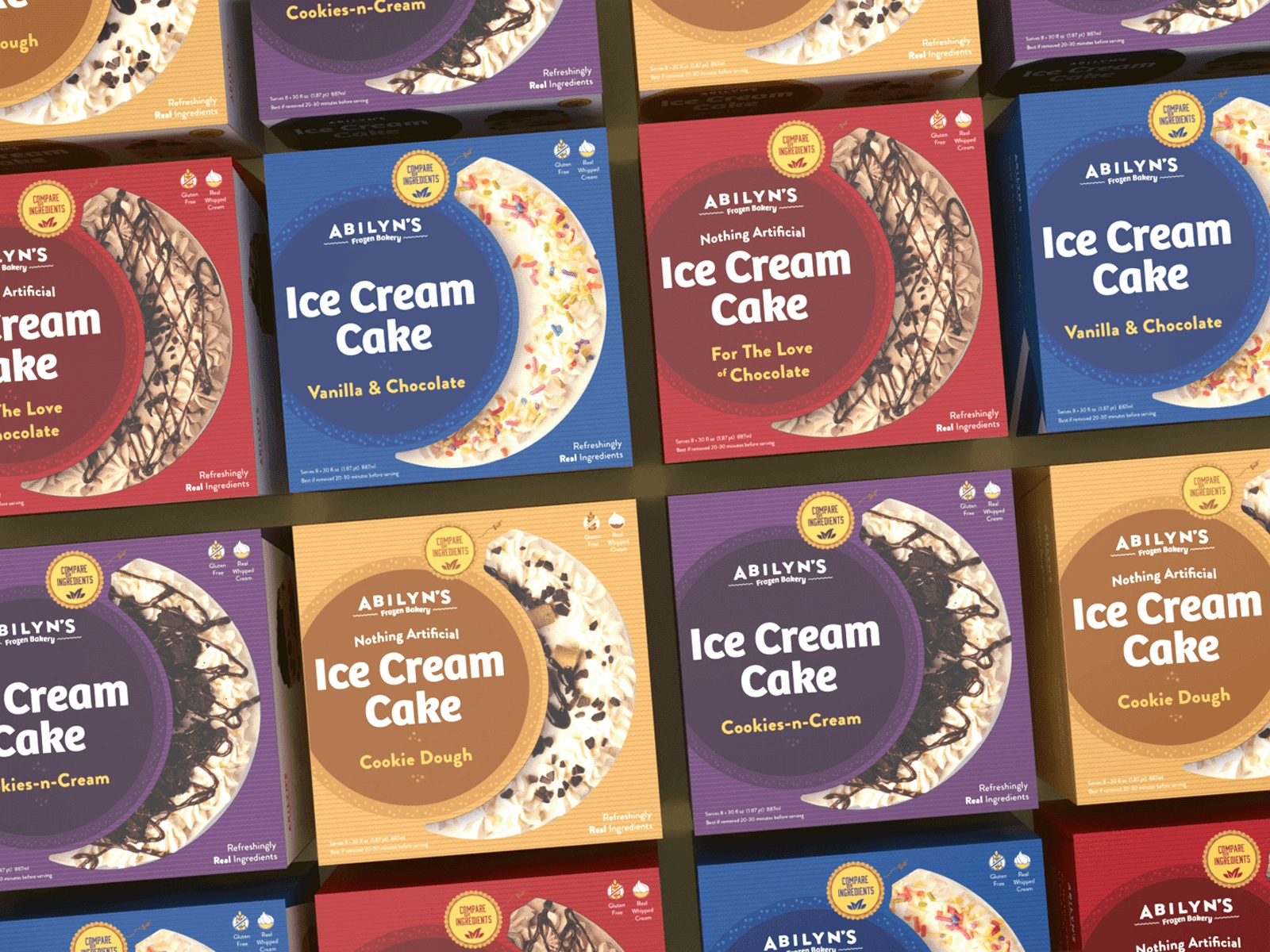 Color coding across the assortment makes it easier for customers to find their favorite flavor.