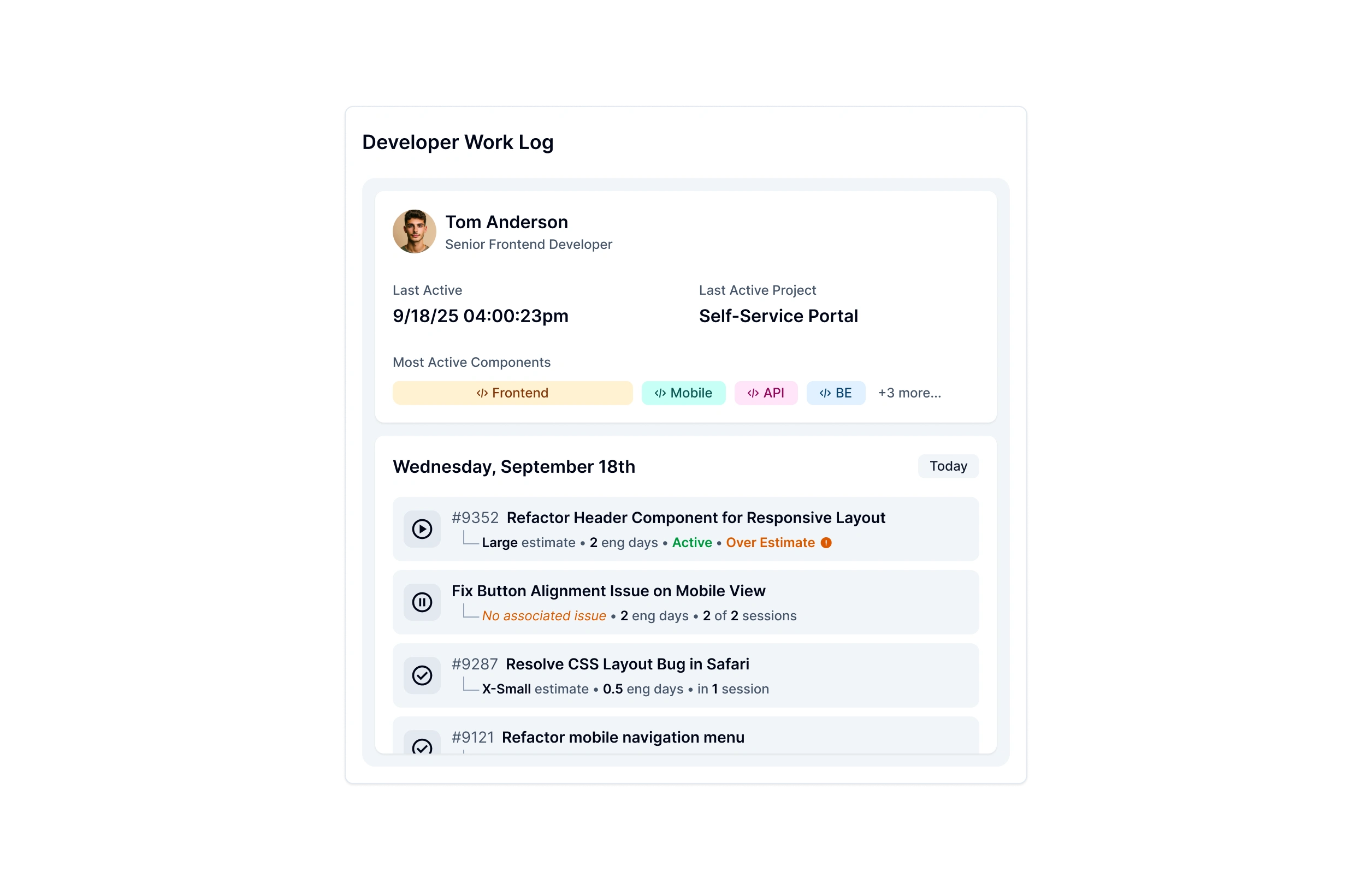 View into developers daily work