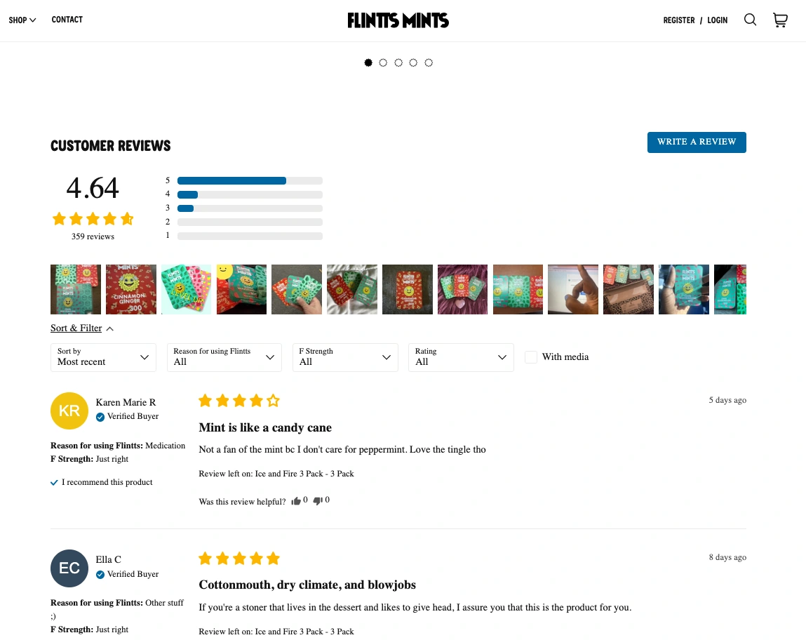 Junip Reviews Widget filtered to the particular product