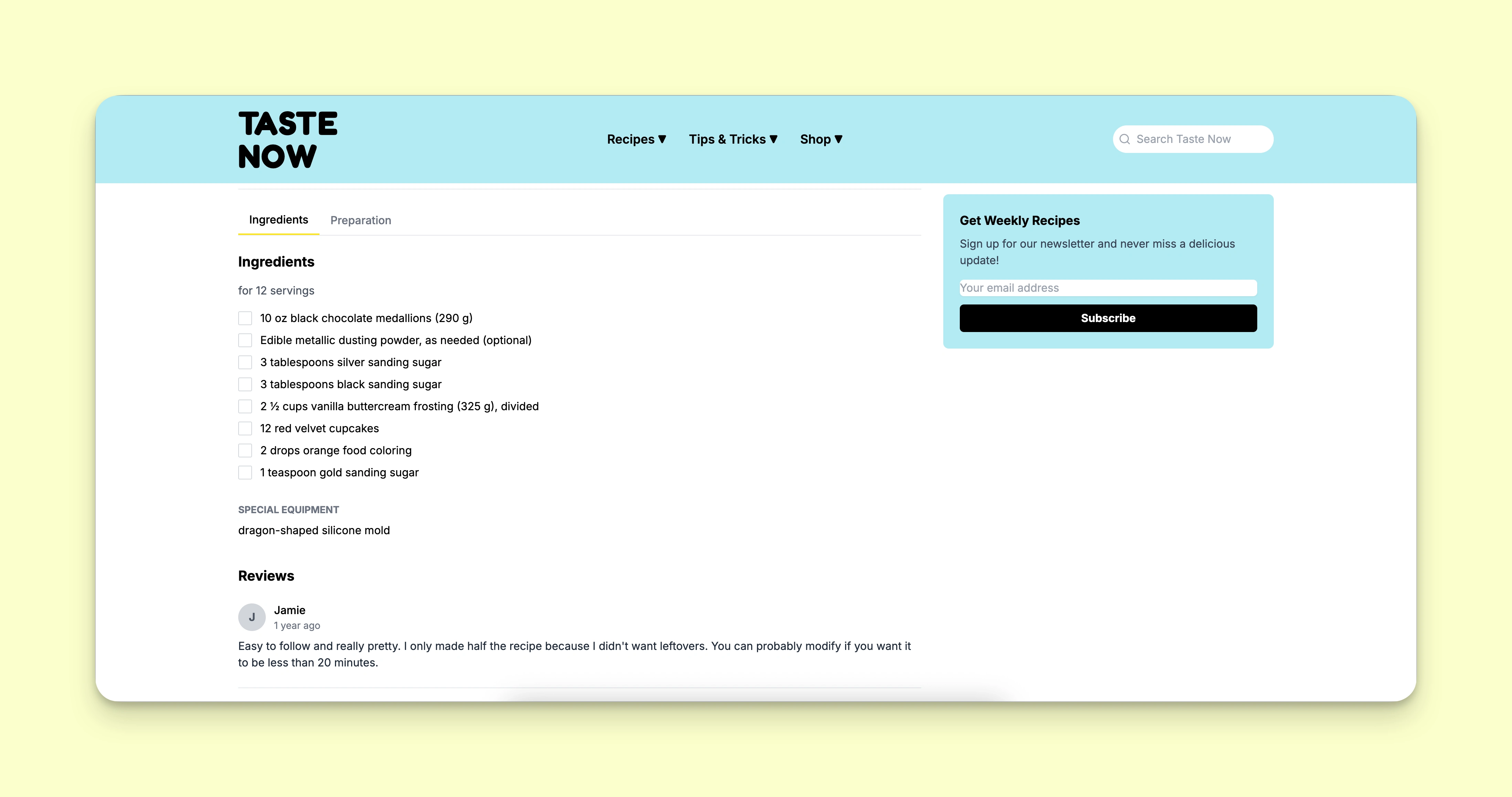 Recipe Page
