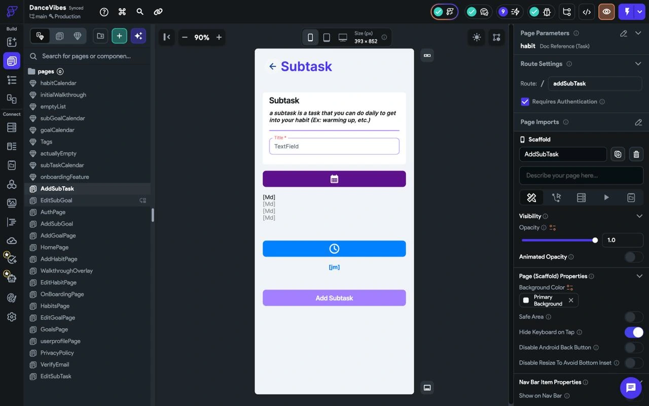 App overview of Subtask