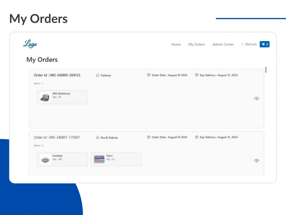 My Orders Page