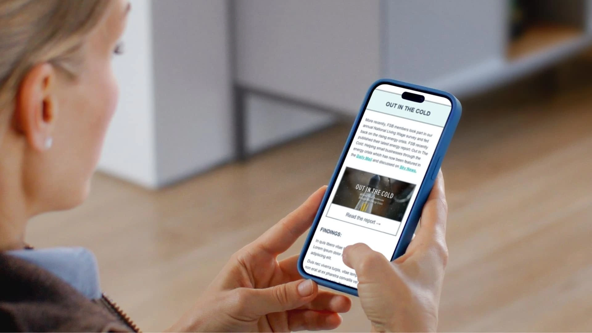 Newsletter mock up on mobile