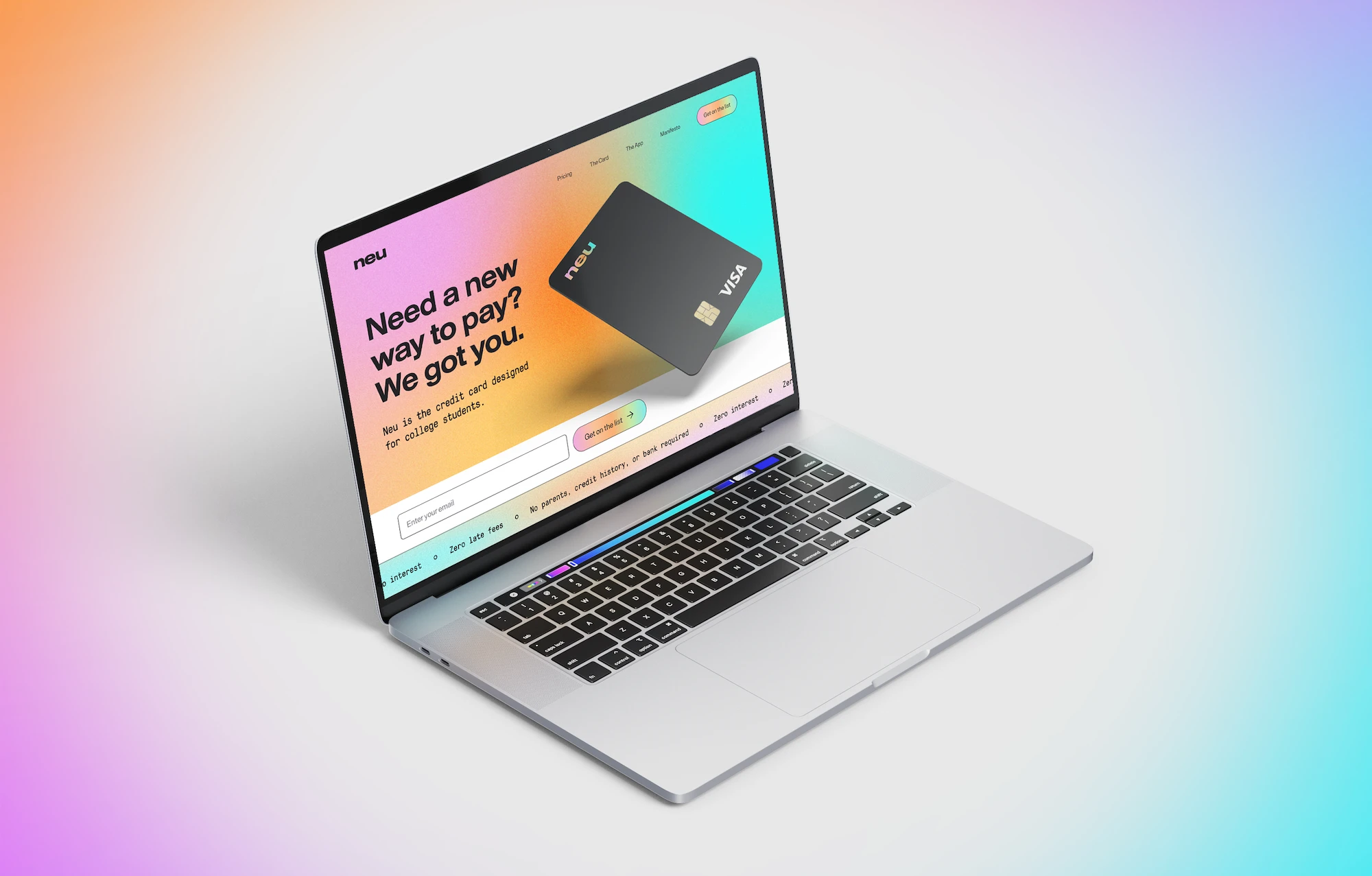 Landing page for the Neu credit card application