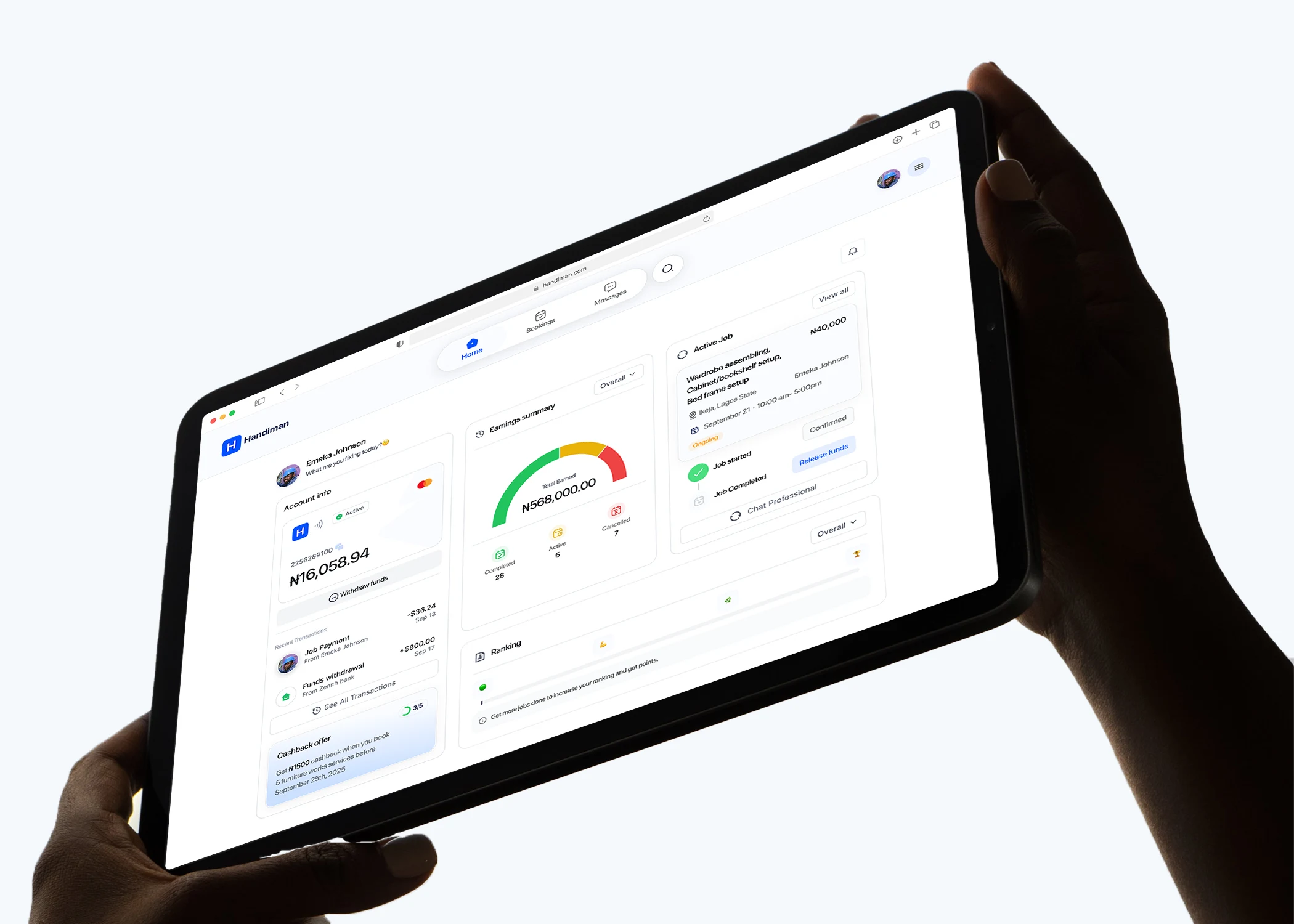 dashboard for handyman
