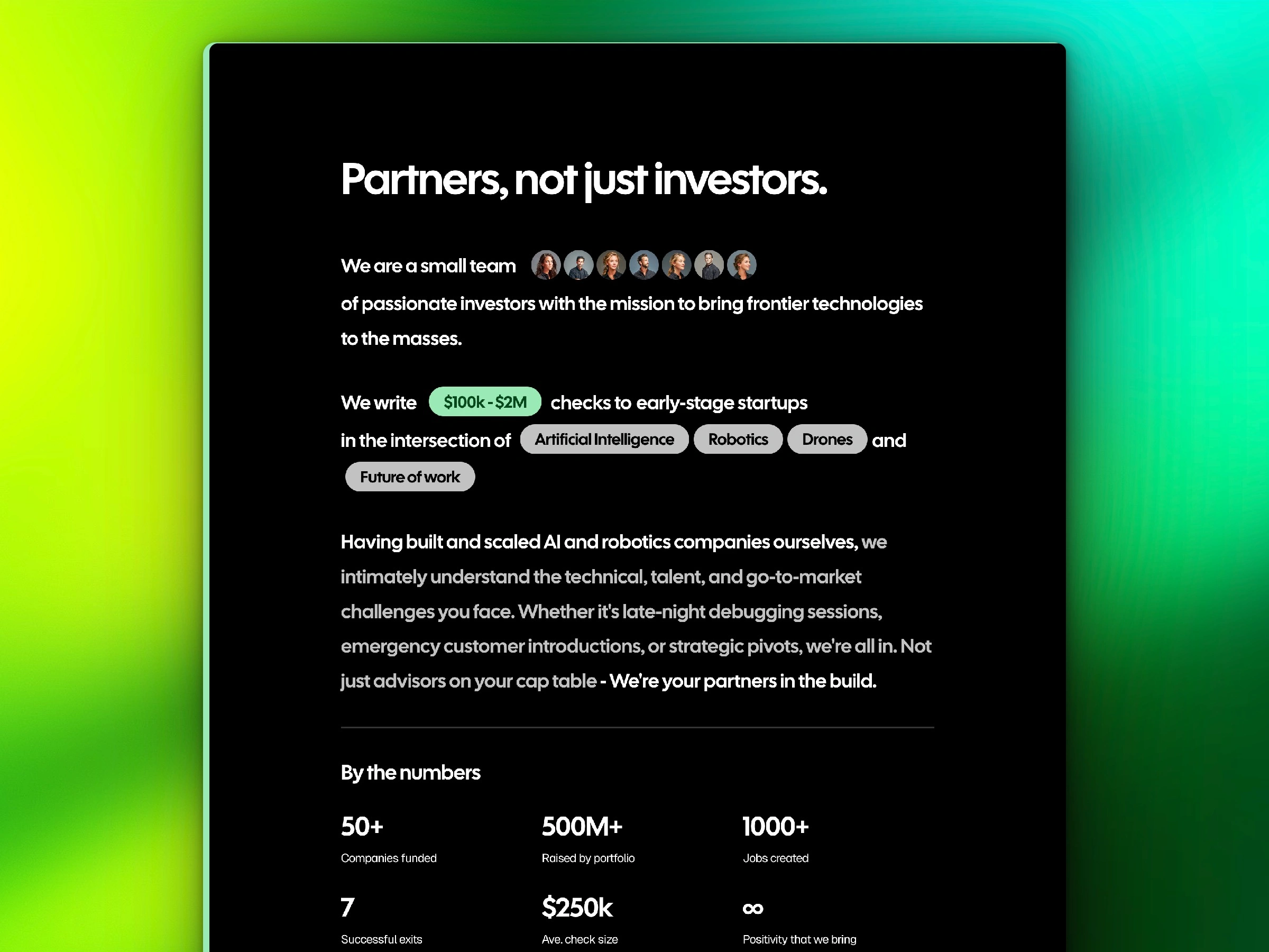 Intro section with fund details & quick stats.