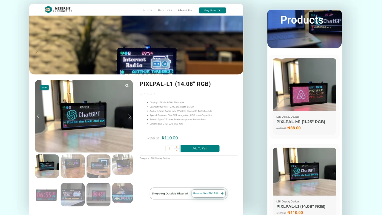 Responsive Product Page Web development for AIoT Smart Display Device
