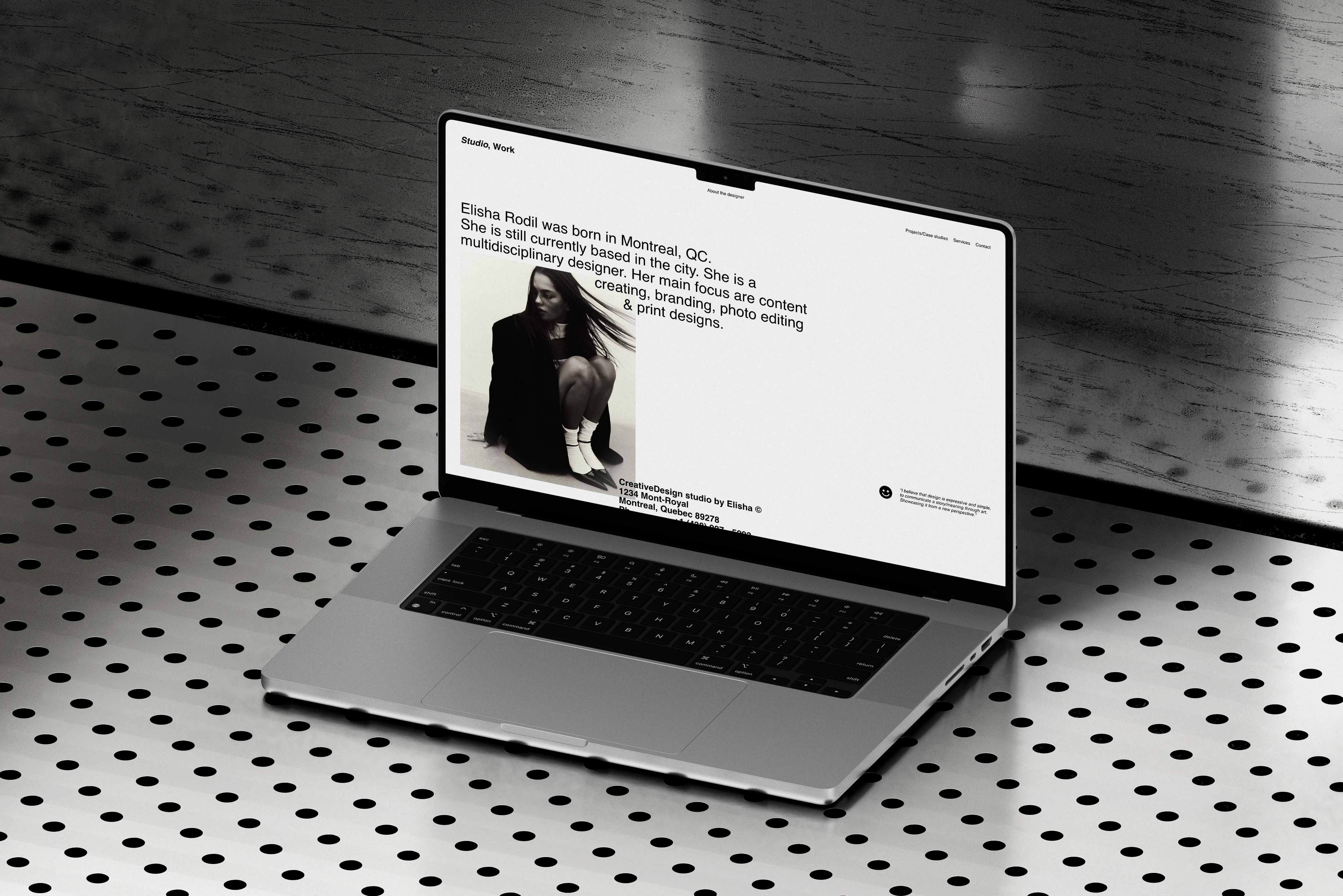 website - about the designer