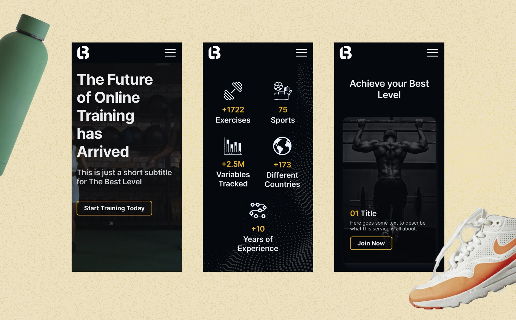 Design delivery concept to showcase the mobile screens for the landing page.