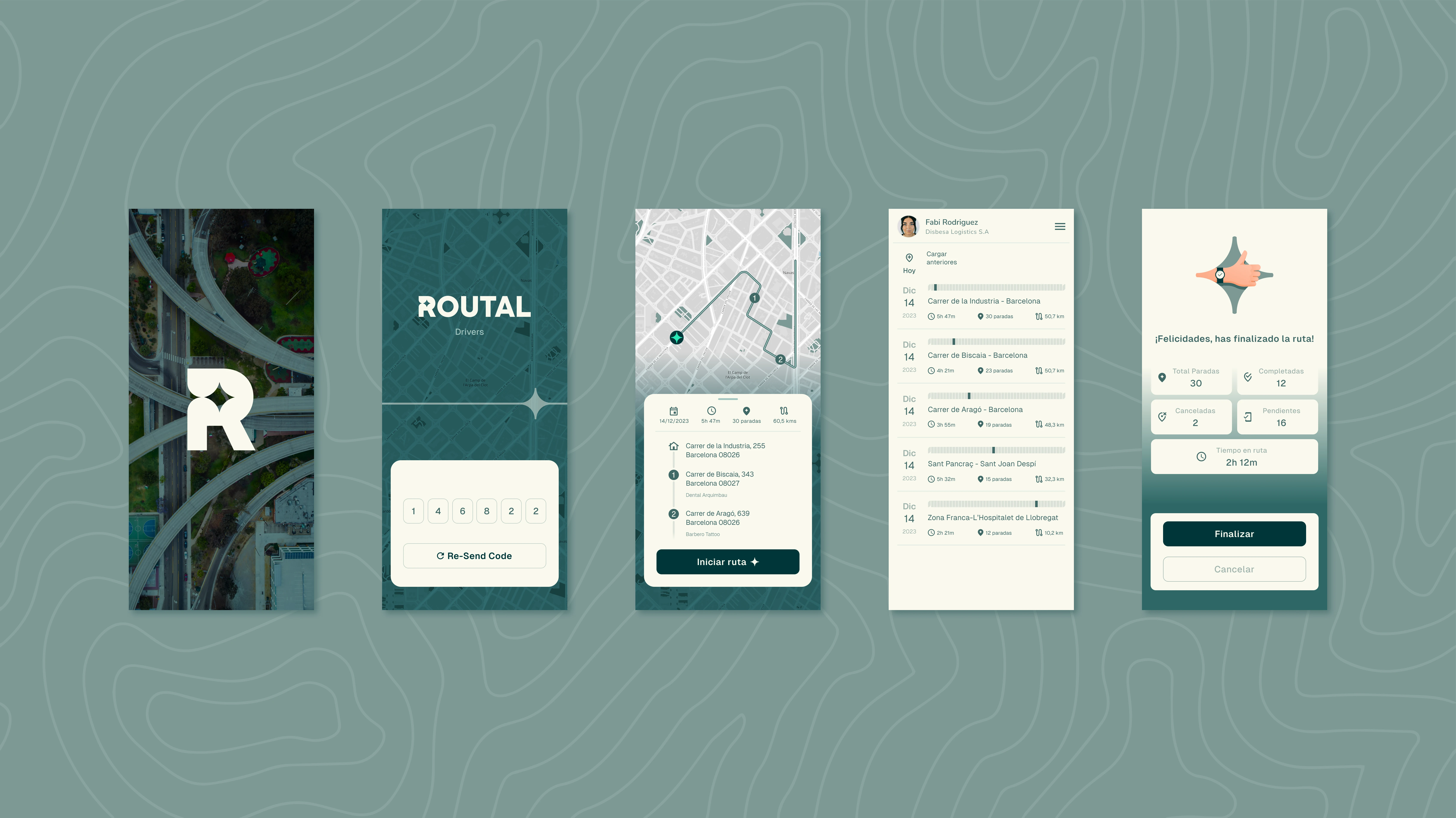 Some screens from splash, to onboarding or route planner...