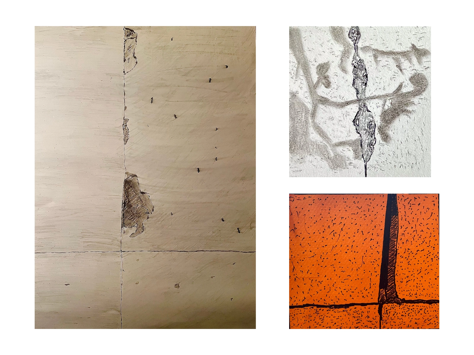 Series of sketches exploring sidewalk cracks