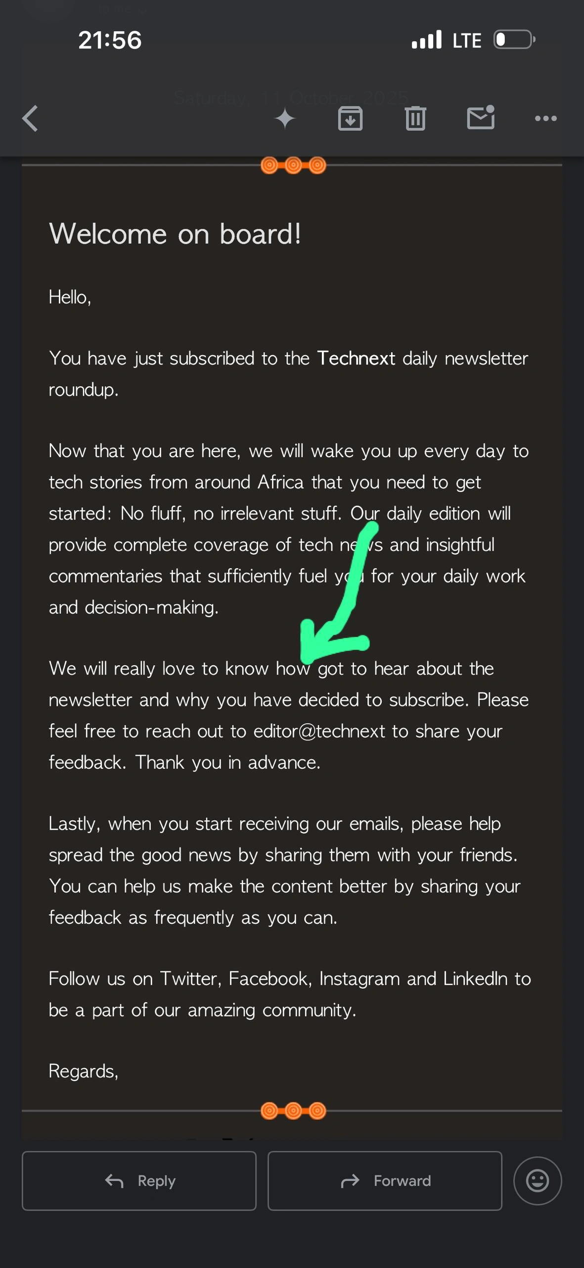 Thier original email