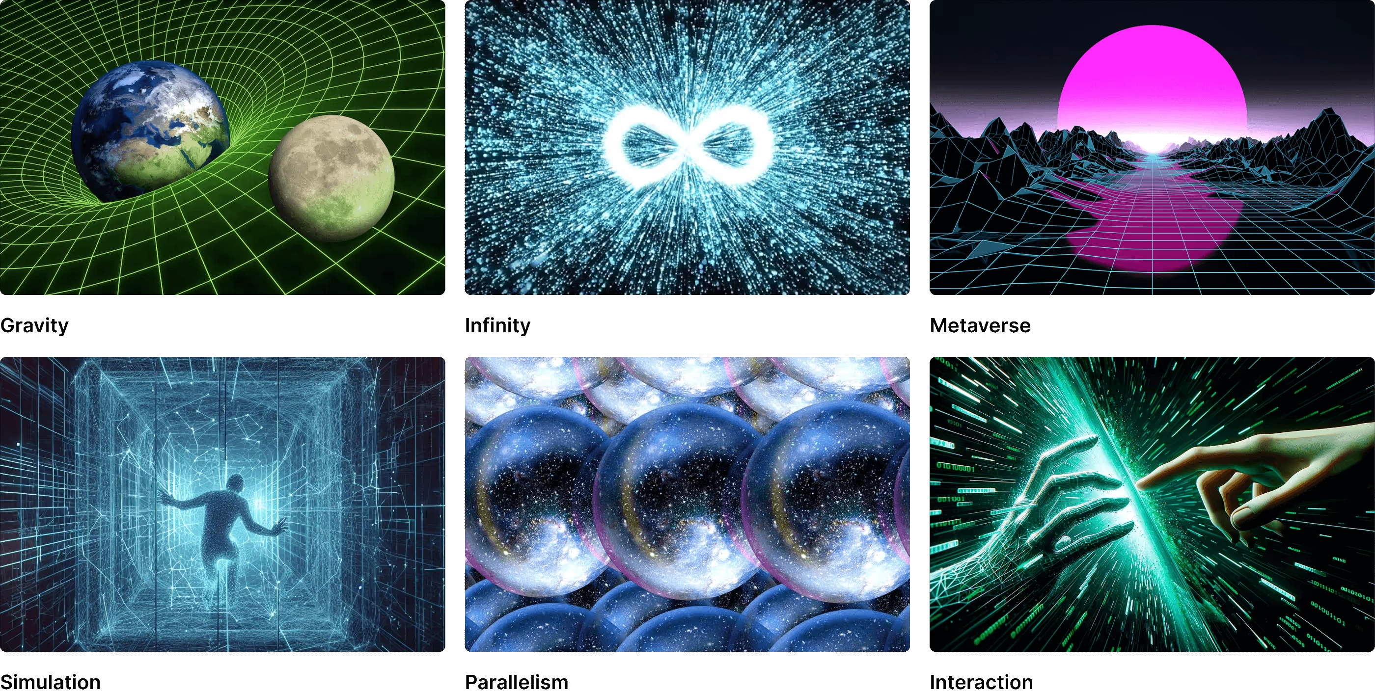 Using ideas like gravity, infinity, and simulation to explore scale, depth, and motion.