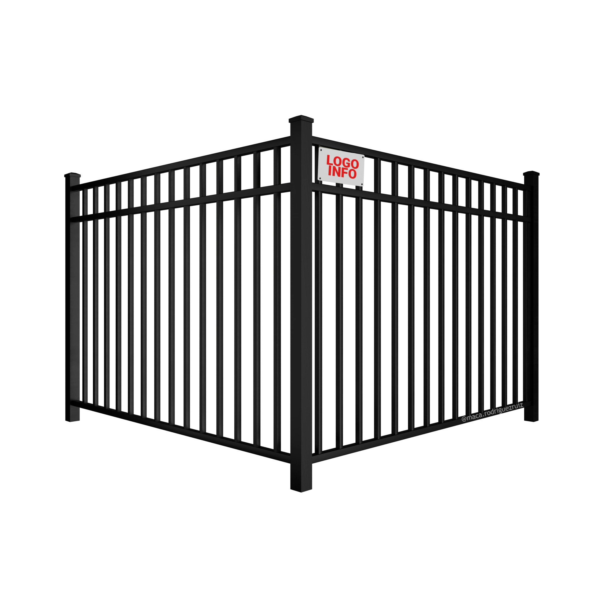 Aluminium 3 rail fence