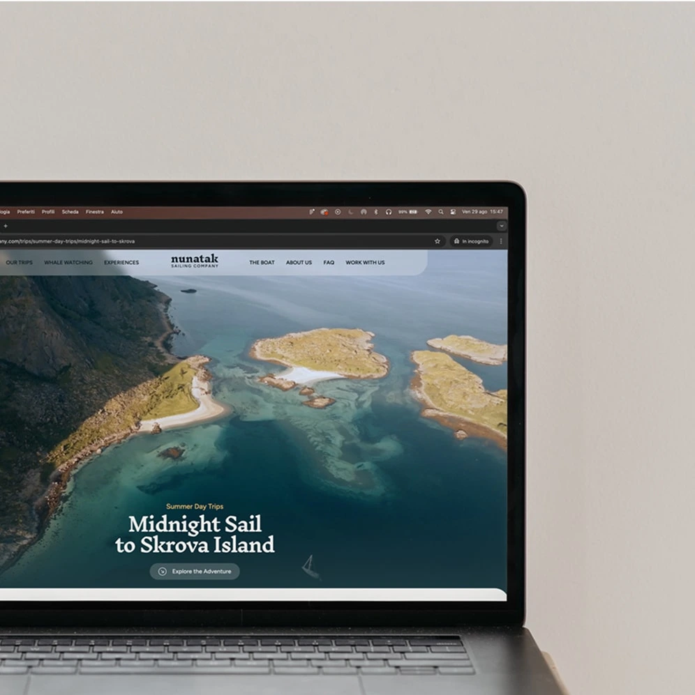Nunatak Sailing Company website mockup
