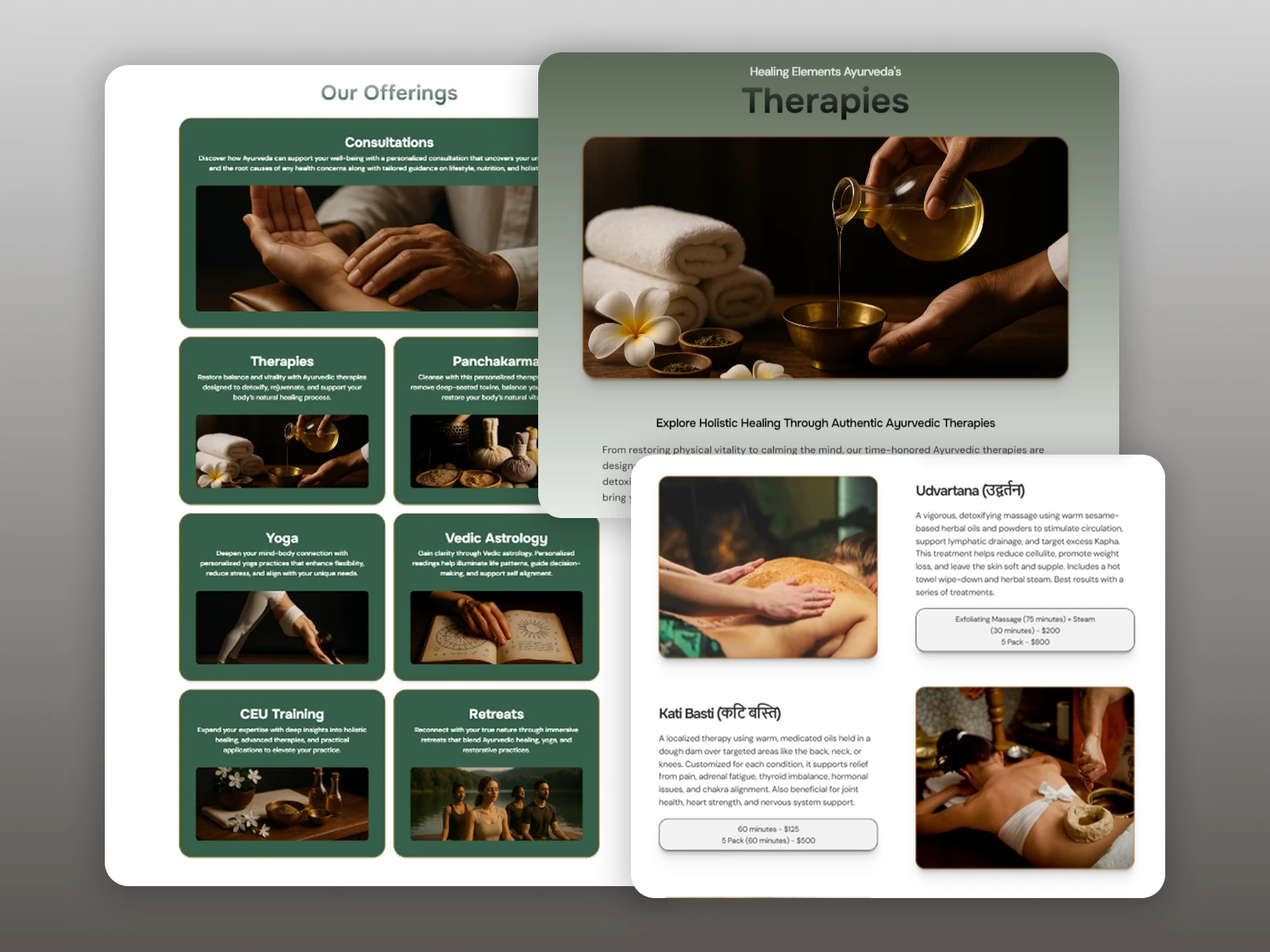 A couple sections from the revamped website.