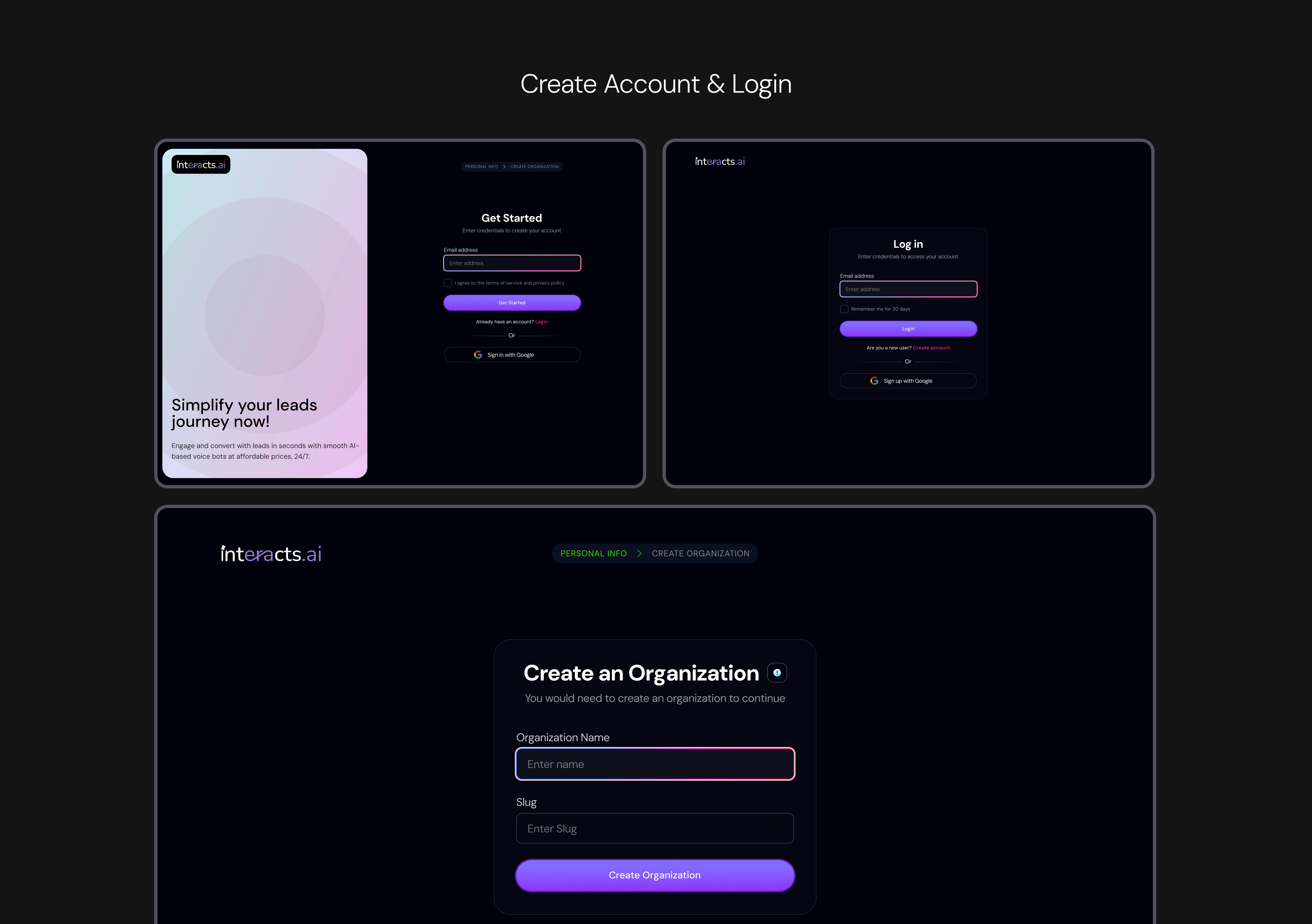 Create Account & Login Flow