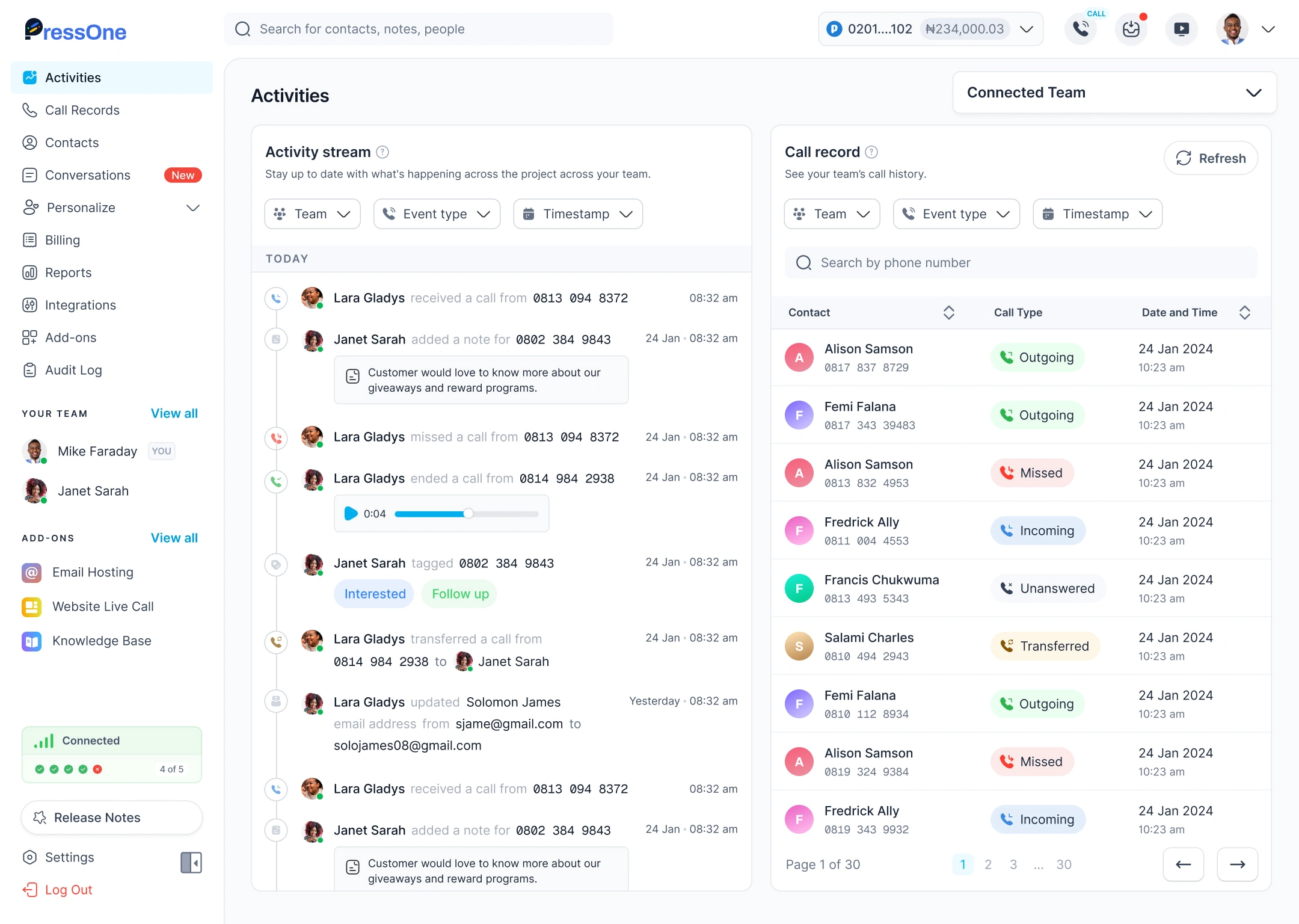 Activities - Home Page