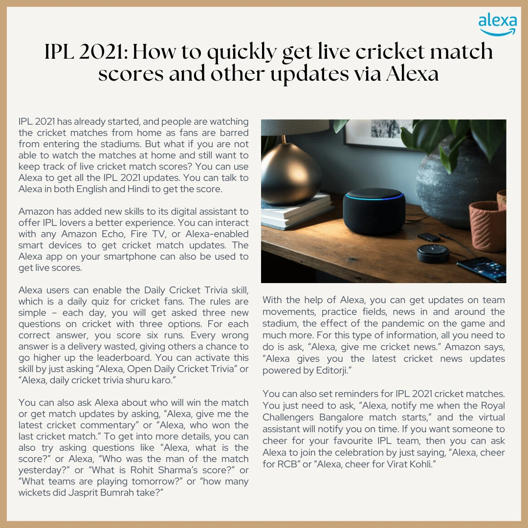 How to Celebrate IPL 2021 with Alexa?