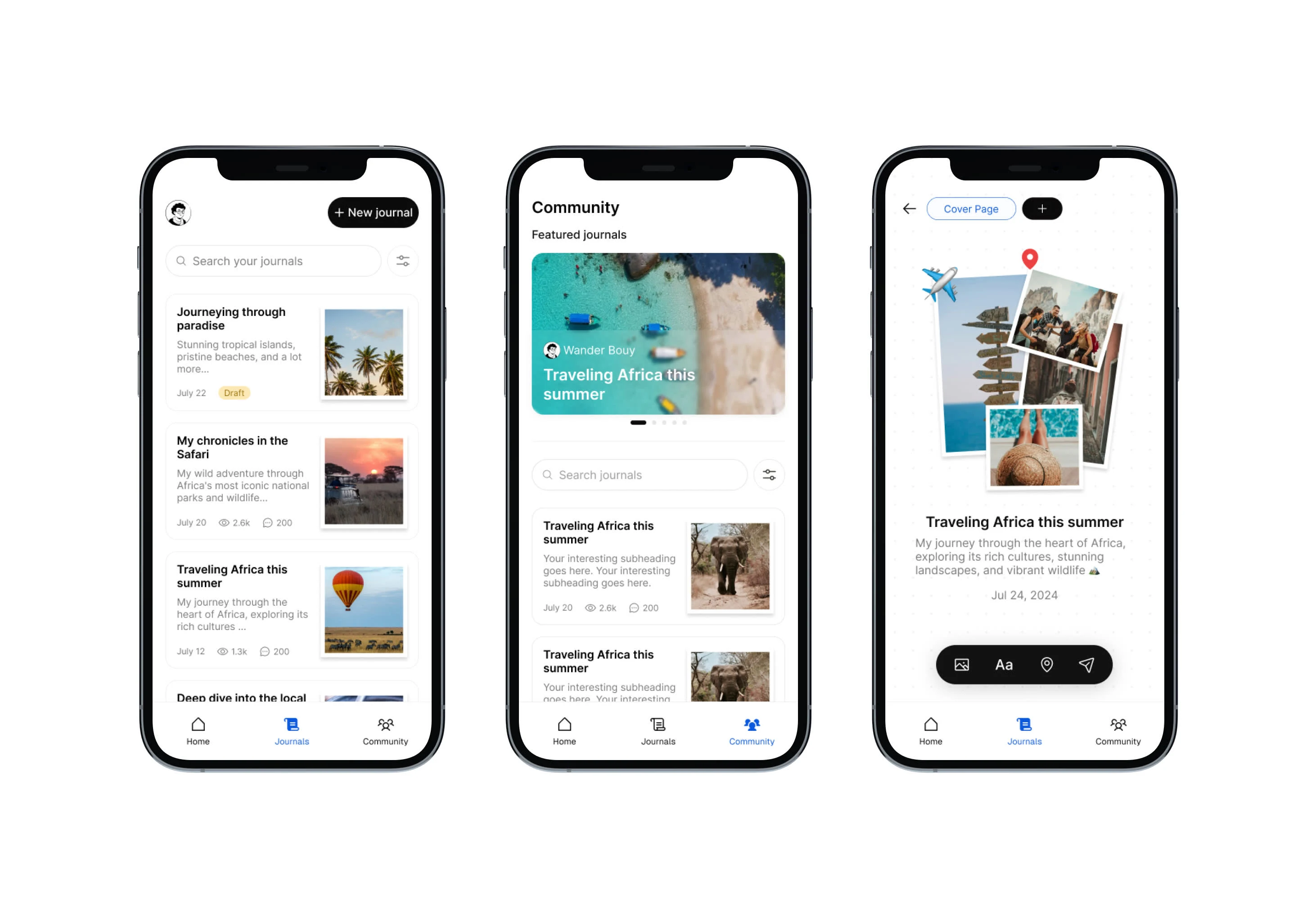 Sail Travel Journal - My Designs on iPhone Mockups 