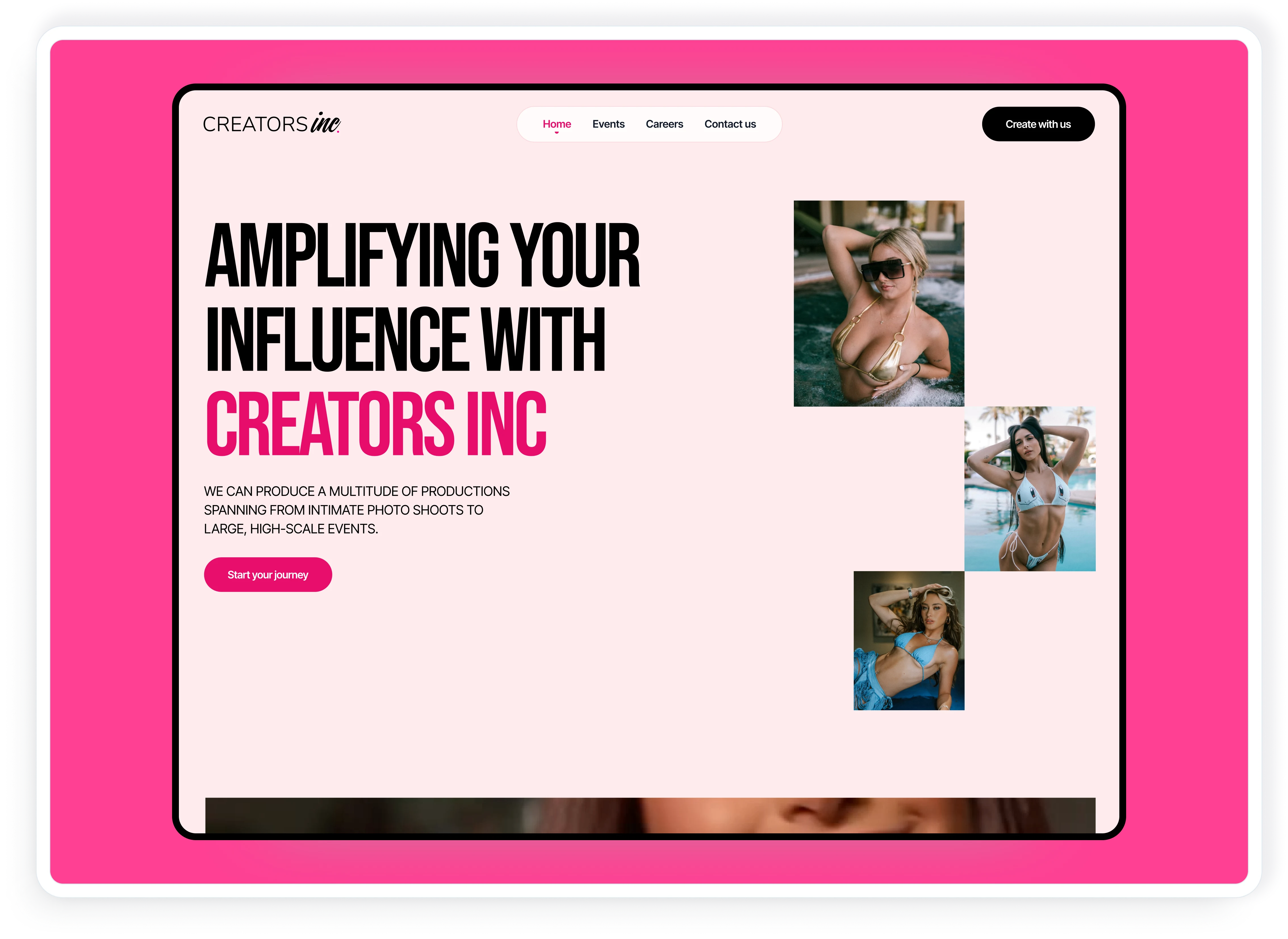 Home page hero section