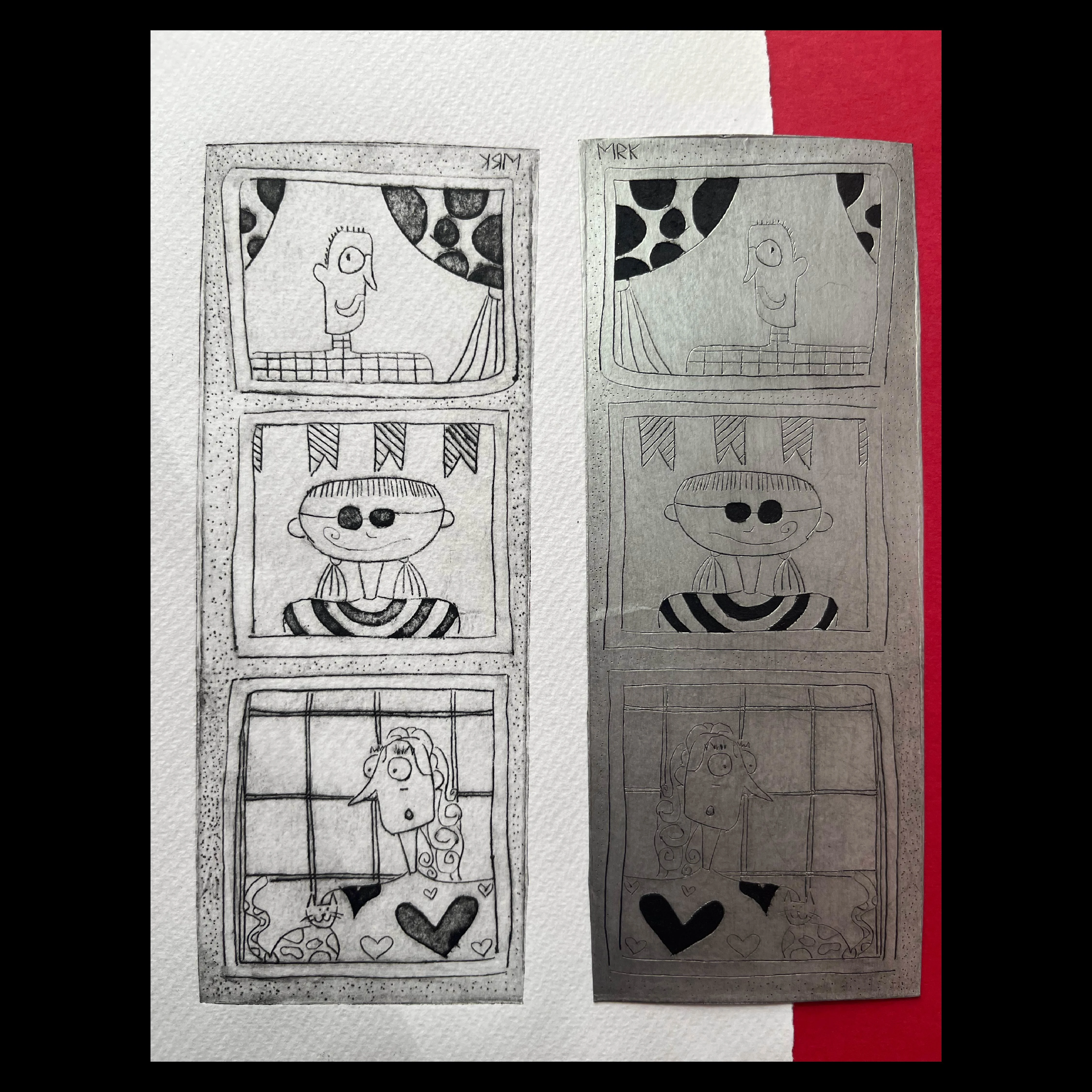 Comic strip etched onto the tetra pak