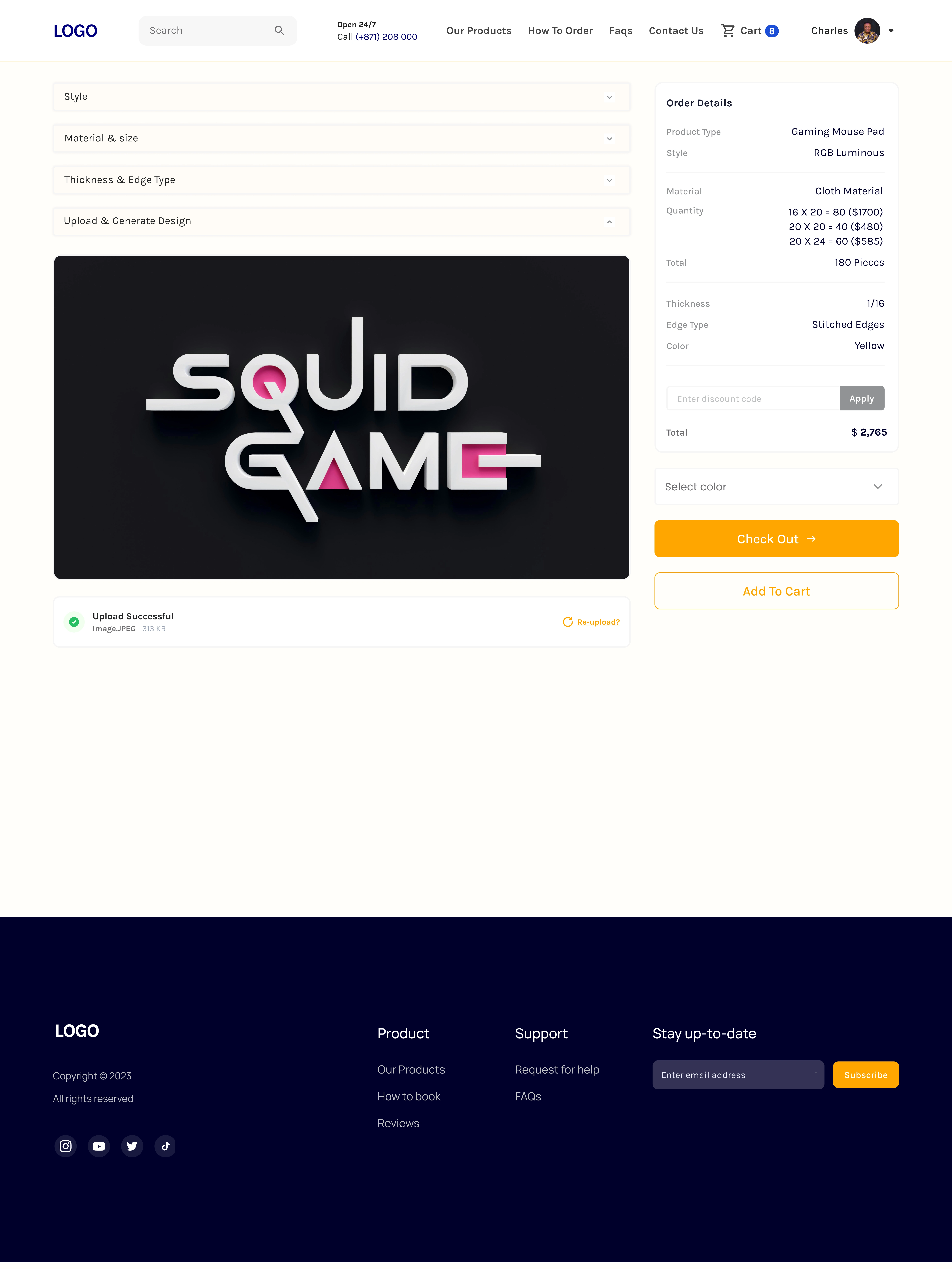 Customize Order - Design Uploaded