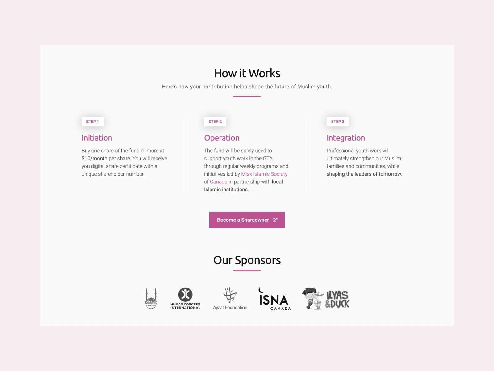 How it Works + Our Sponsors section