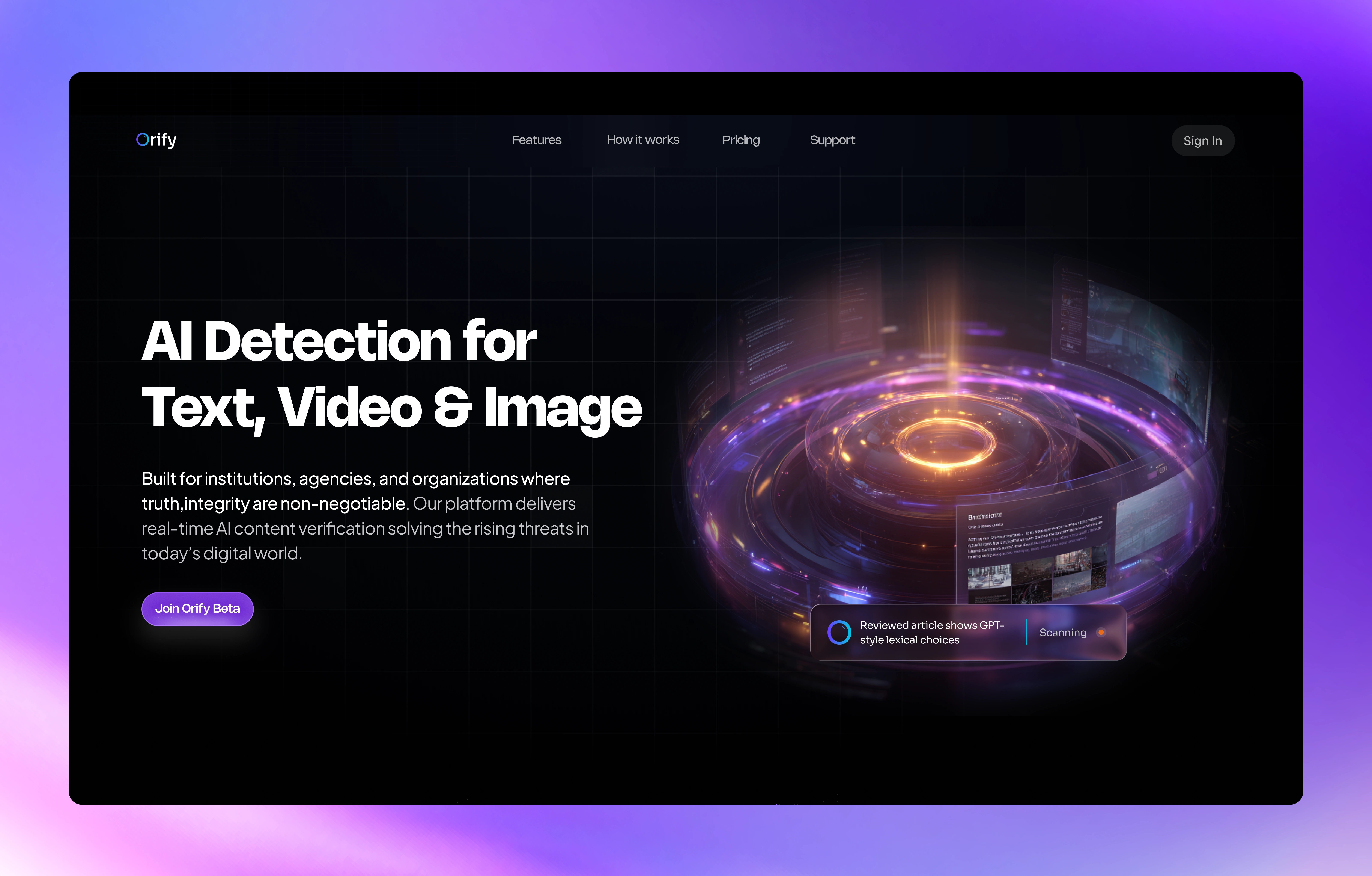 B2B facing side for Orify