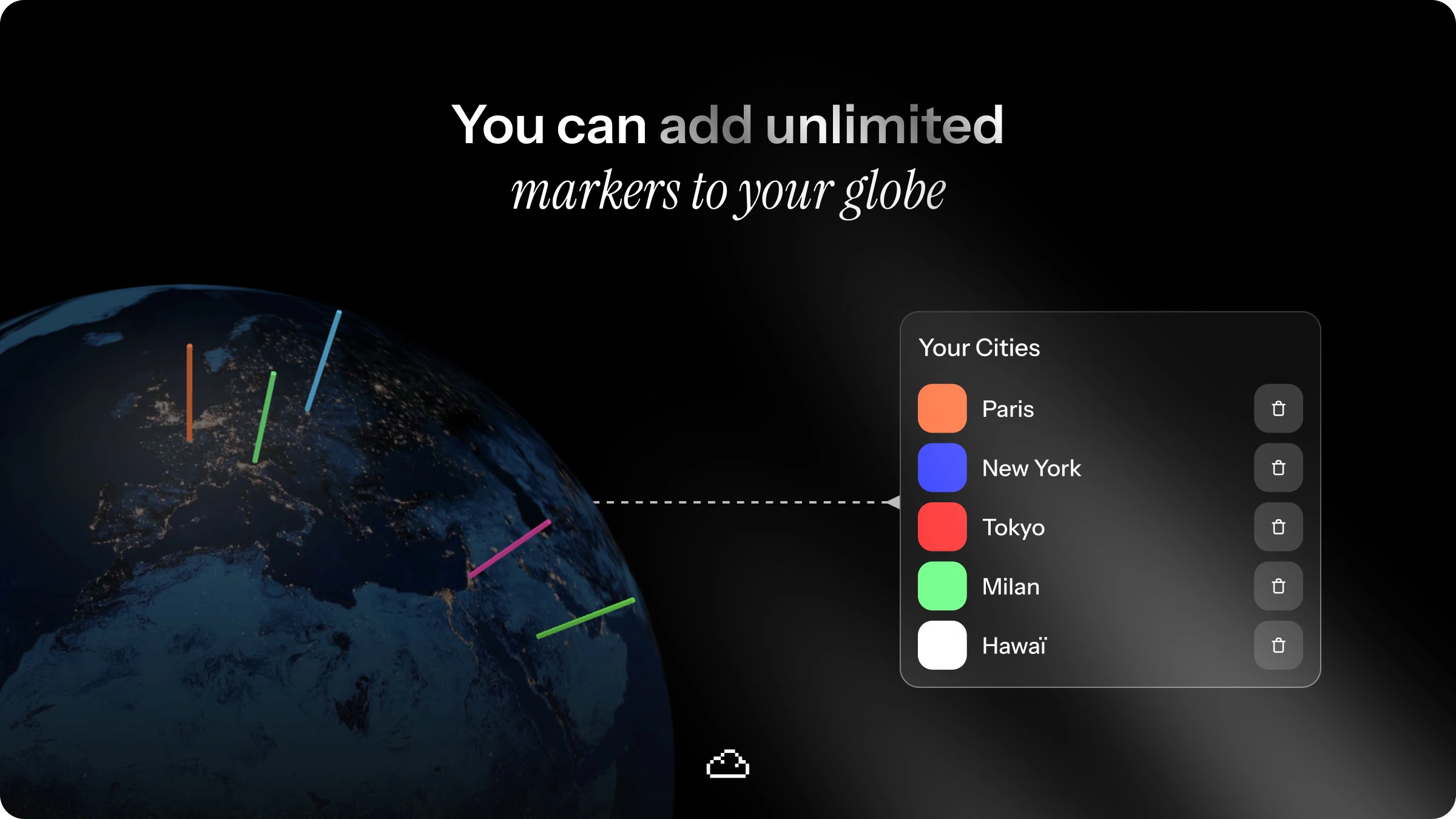 Add unlimited cities - Globe Map Framer plugin - Memselon